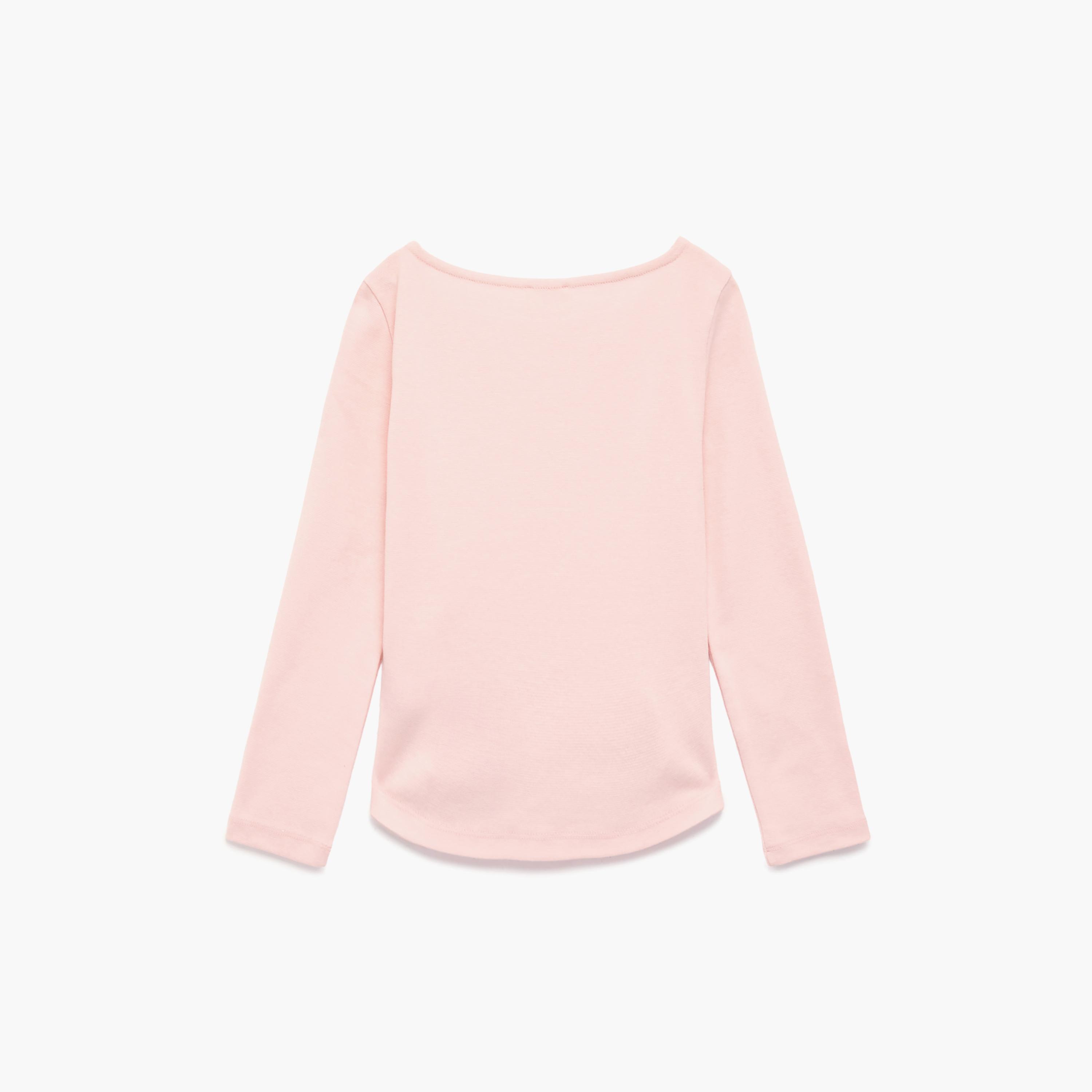 تي شيرت سادة بياقة "راوند نيك" وأكمام طويلة من كوتون-girls-clothing-tshirts-image-2