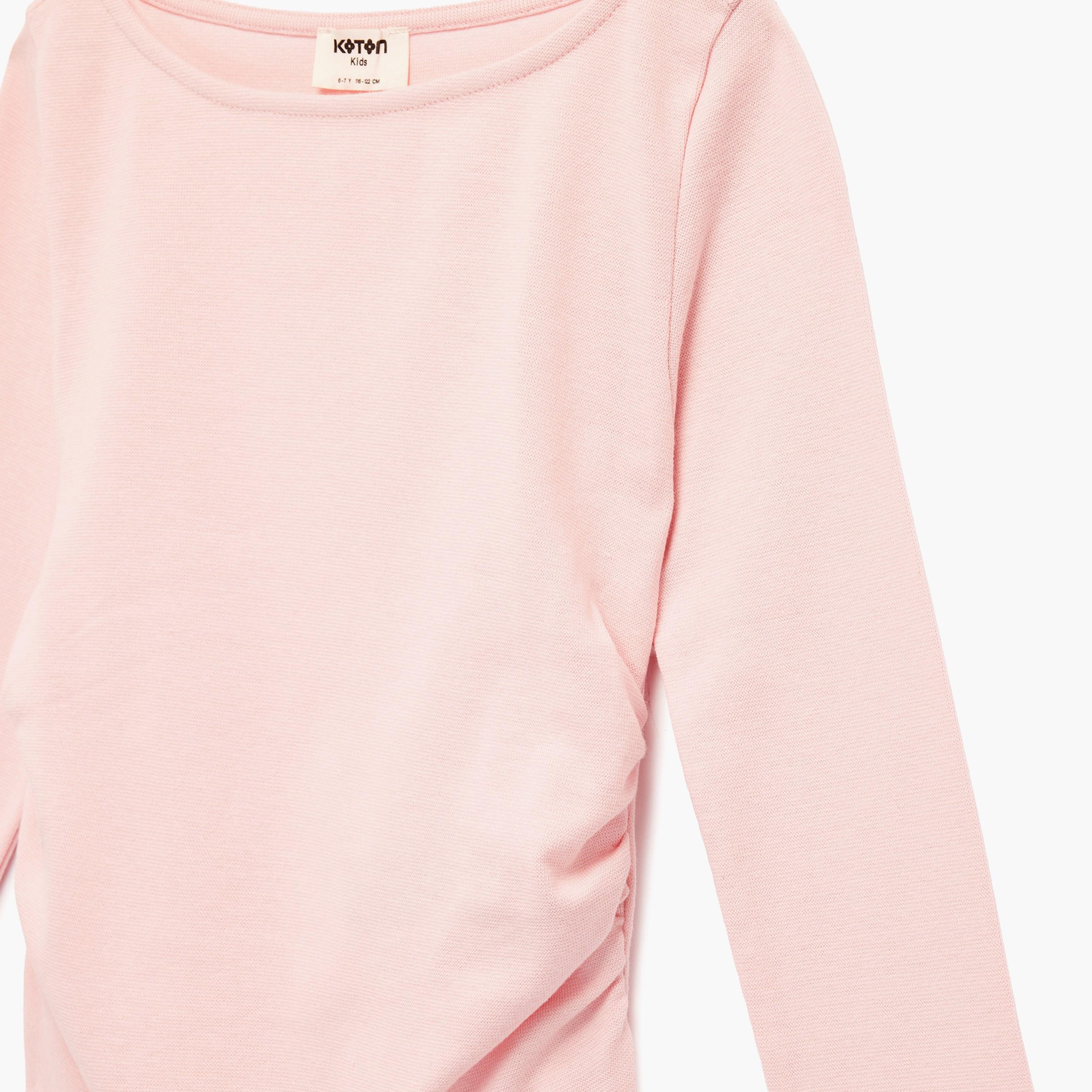Koton Long Sleeves Solid Round Neck T-Shirt-girls-clothing-tshirts-image-3