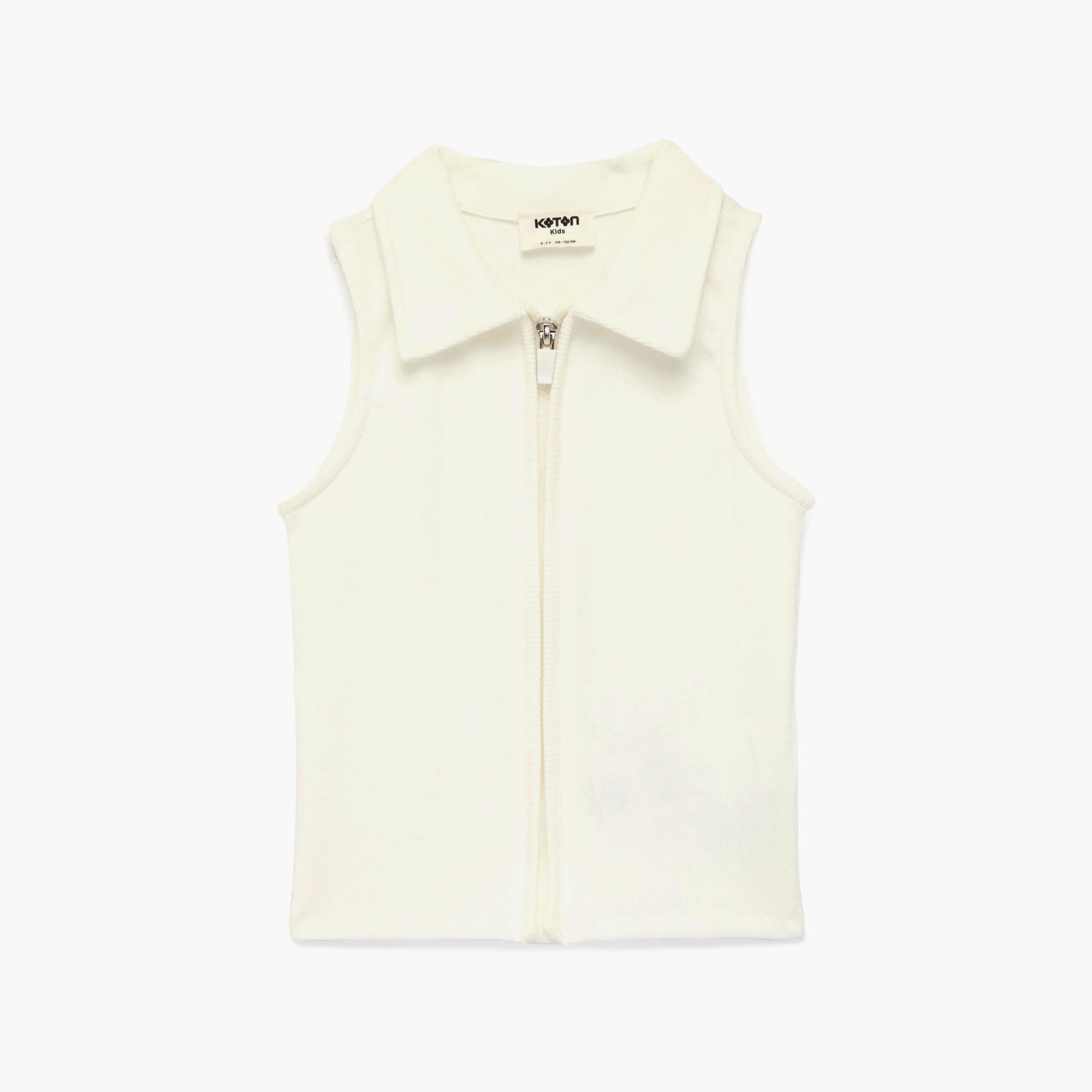 Koton Solid Sleeveless Zippered Crop Tank Top-girls-clothing-blousesandshirts-image-1