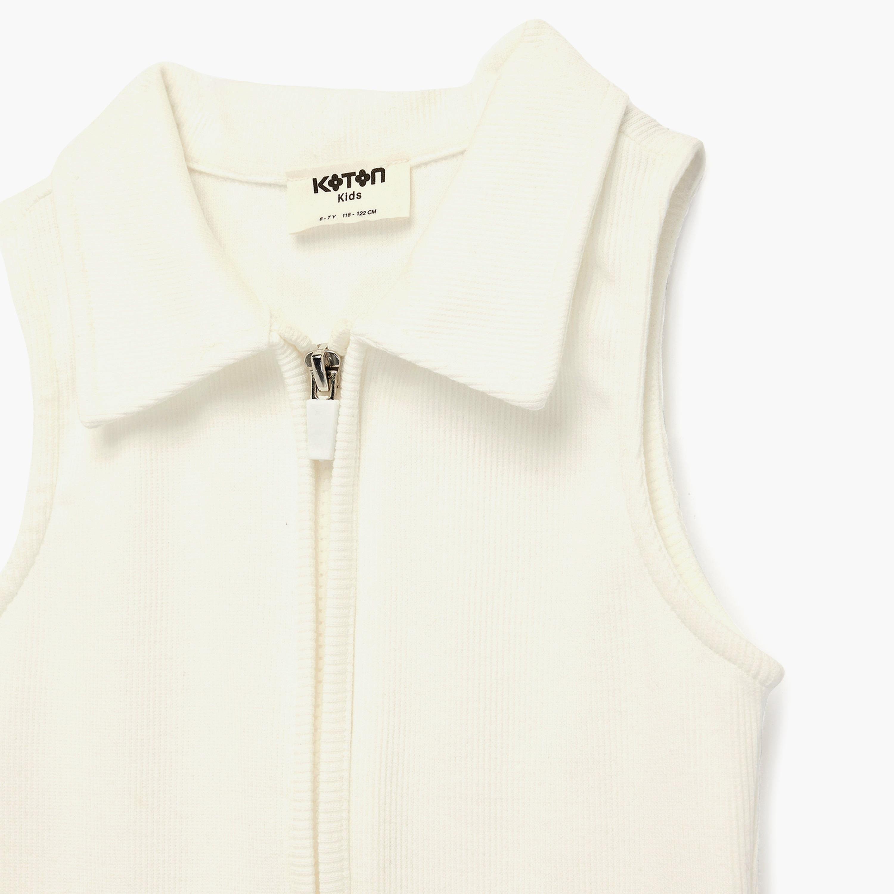 Koton Solid Sleeveless Zippered Crop Tank Top-girls-clothing-blousesandshirts-image-3