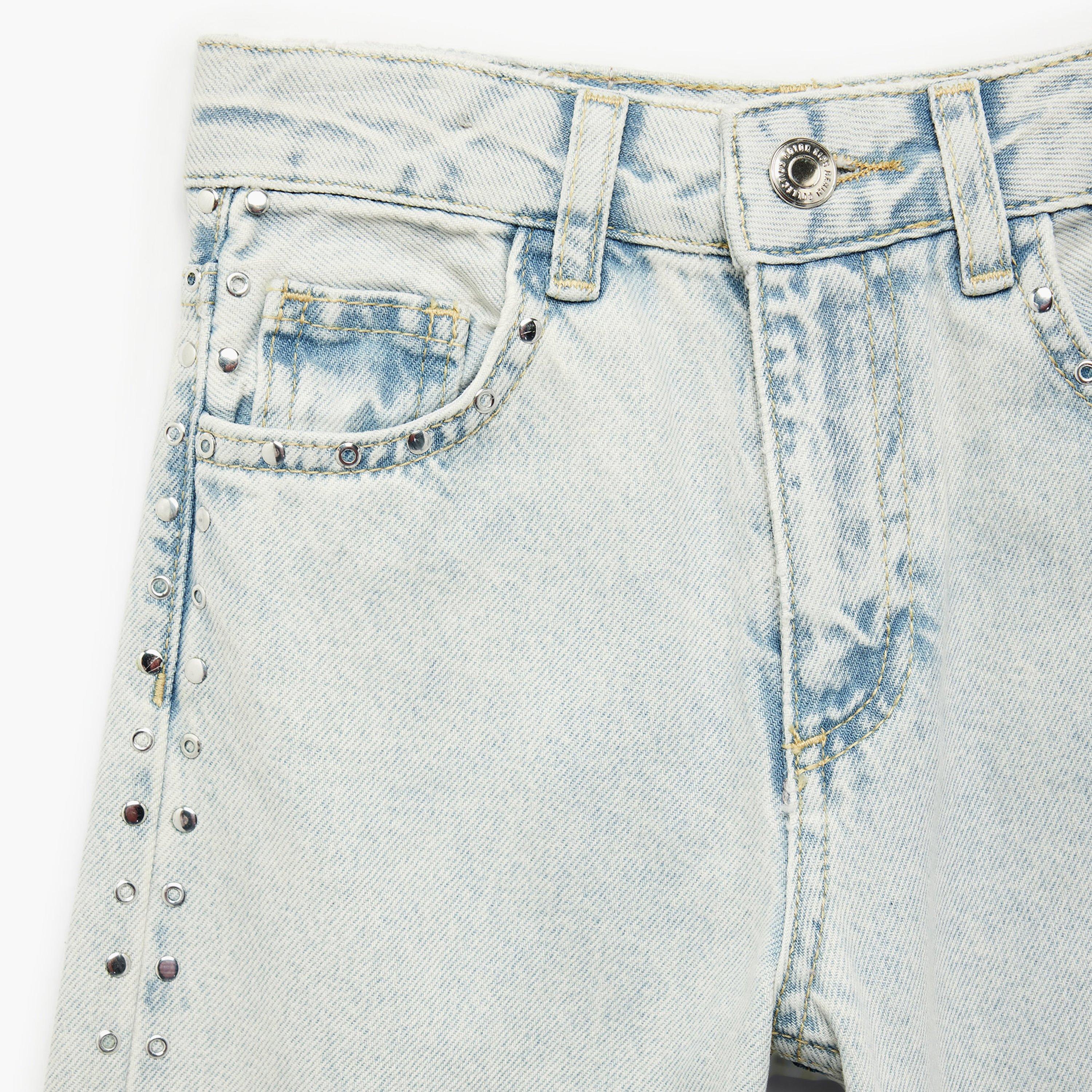 بنطلون جينز بجيوب وأرجل "وايد ليج" بطول كامل من كوتون-girls-clothing-bottoms-jeansandjeggings-image-3