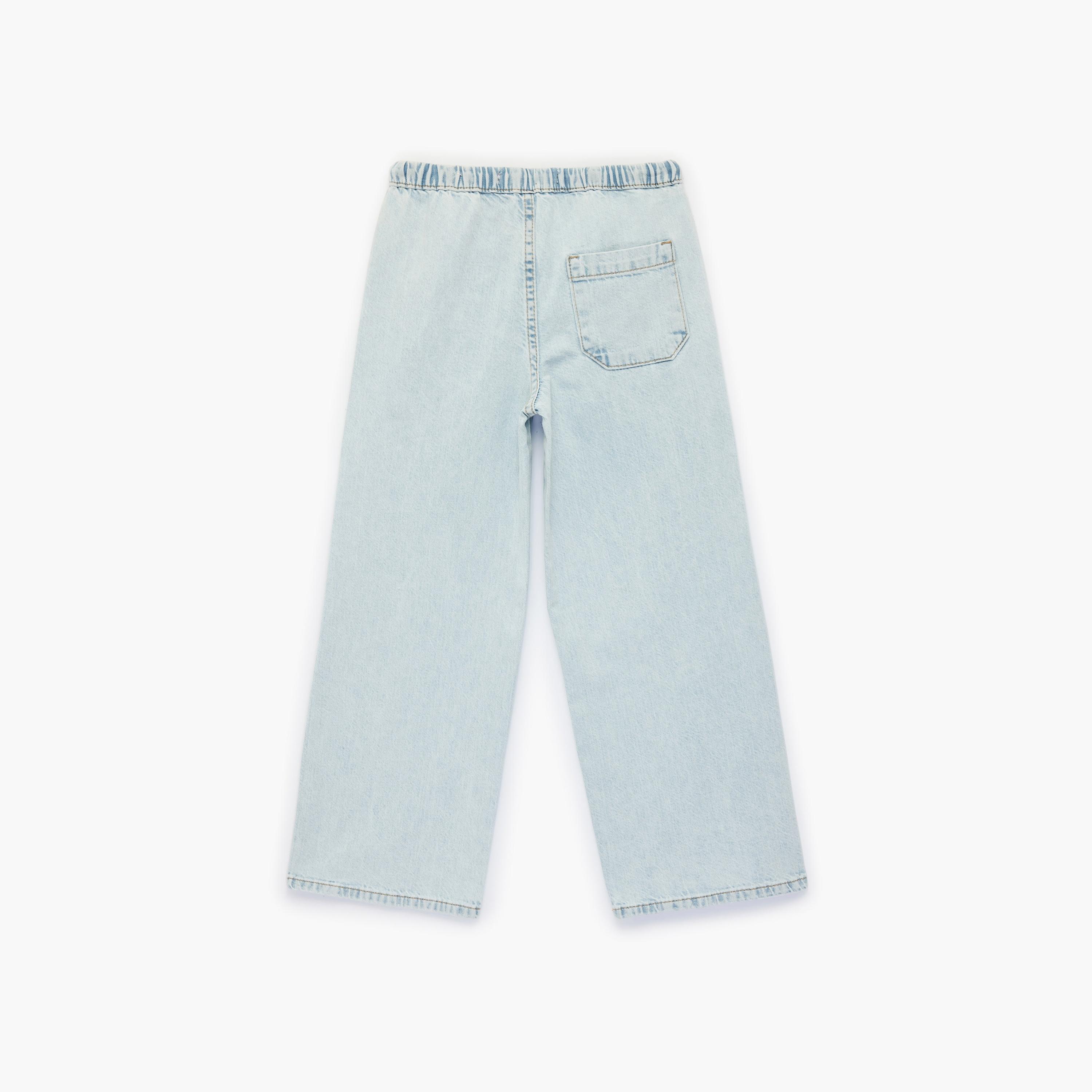 Koton Solid Elasticated Drawstring Trousers-girls-clothing-bottoms-trousers-image-2