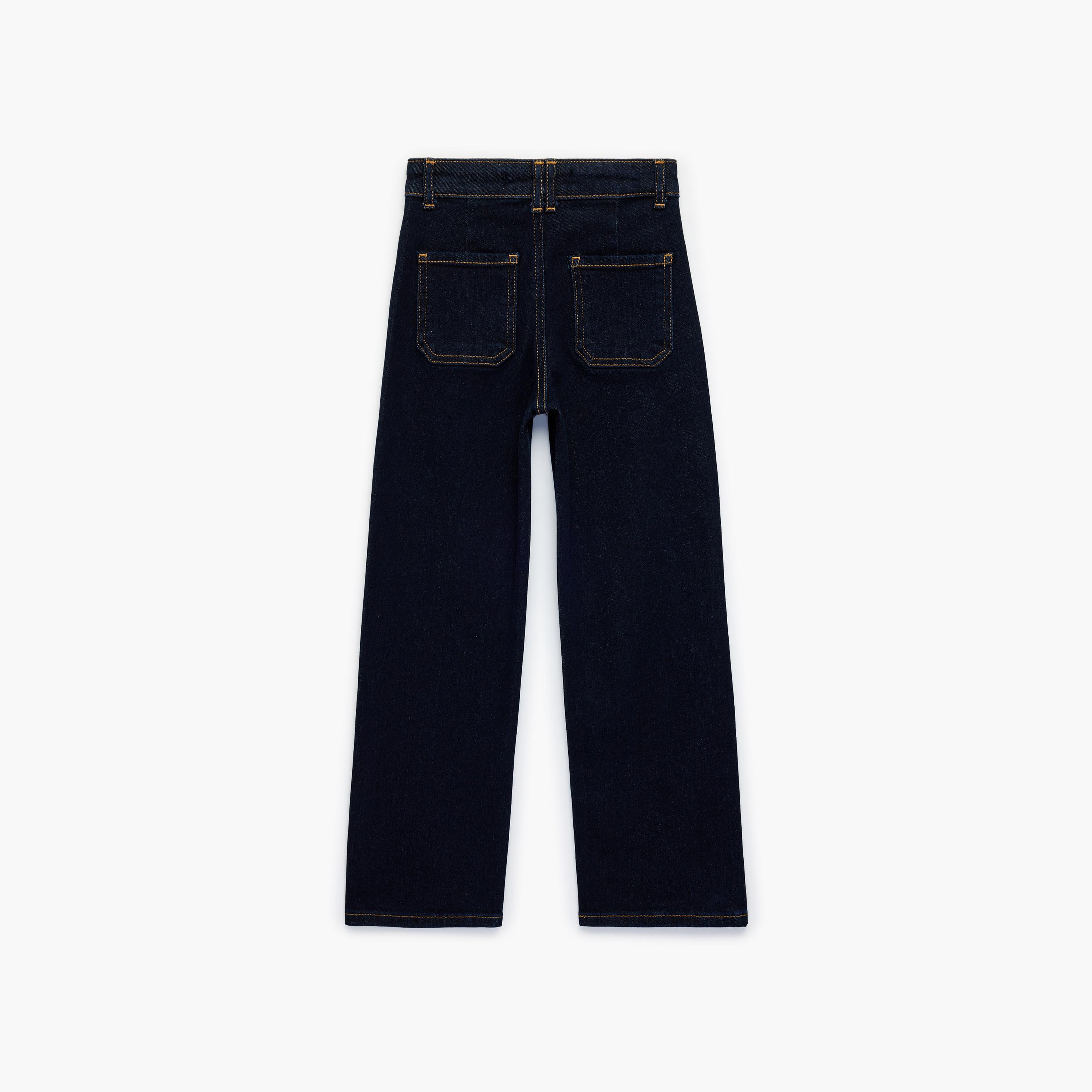 بنطلون جينز بقصة "ستريت فيت" وأرجل "وايد ليج" بطول كامل من كوتون-girls-clothing-bottoms-jeansandjeggings-image-2