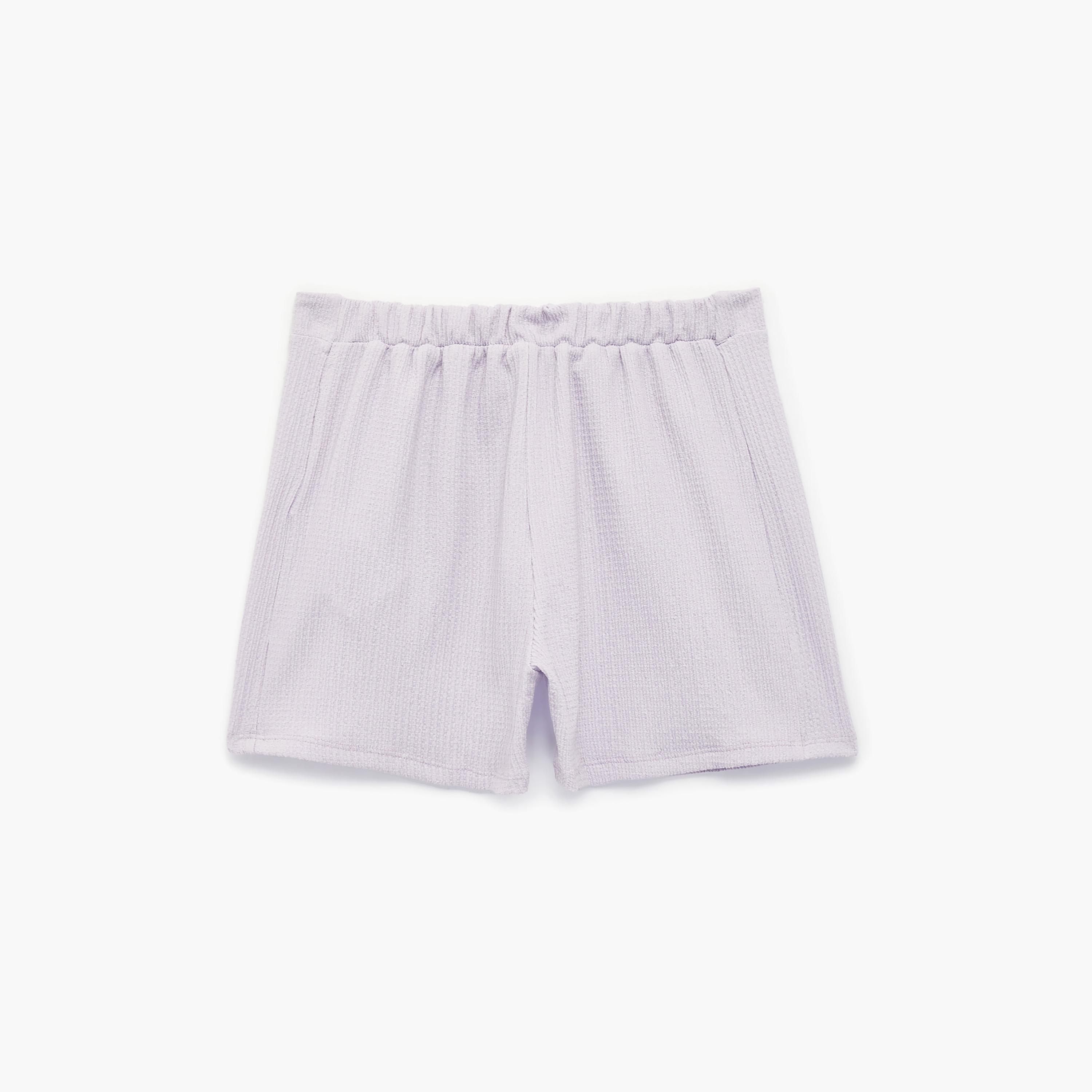 Koton Solid Medium Rise Pleat Detail Mini Shorts-girls-clothing-bottoms-shorts-image-2