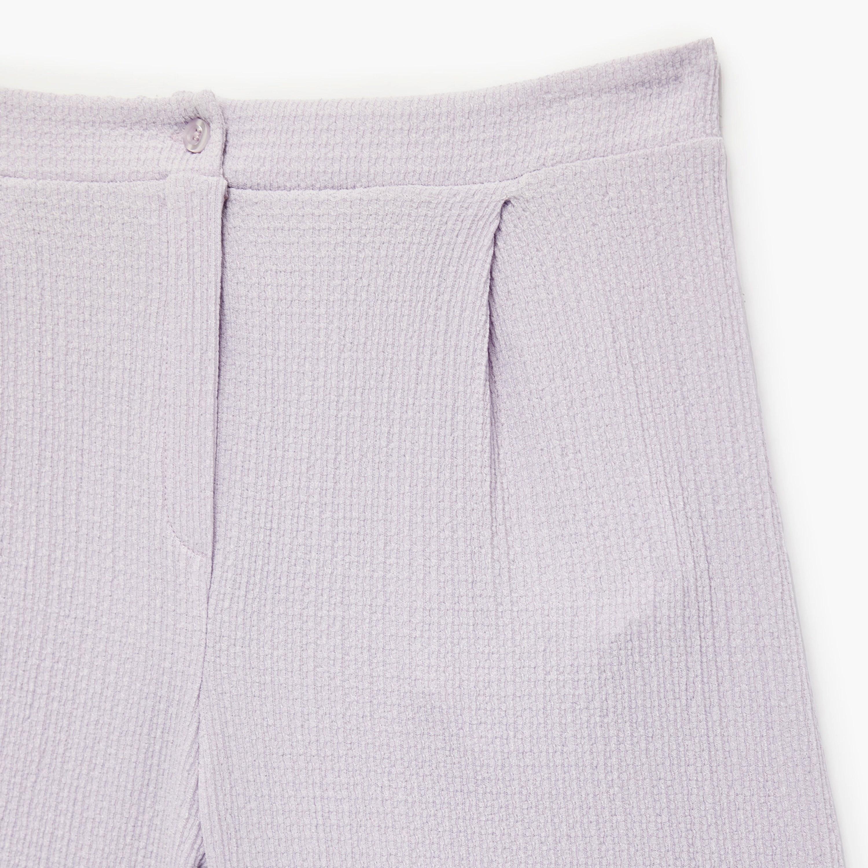 Koton Solid Medium Rise Pleat Detail Mini Shorts-girls-clothing-bottoms-shorts-image-3