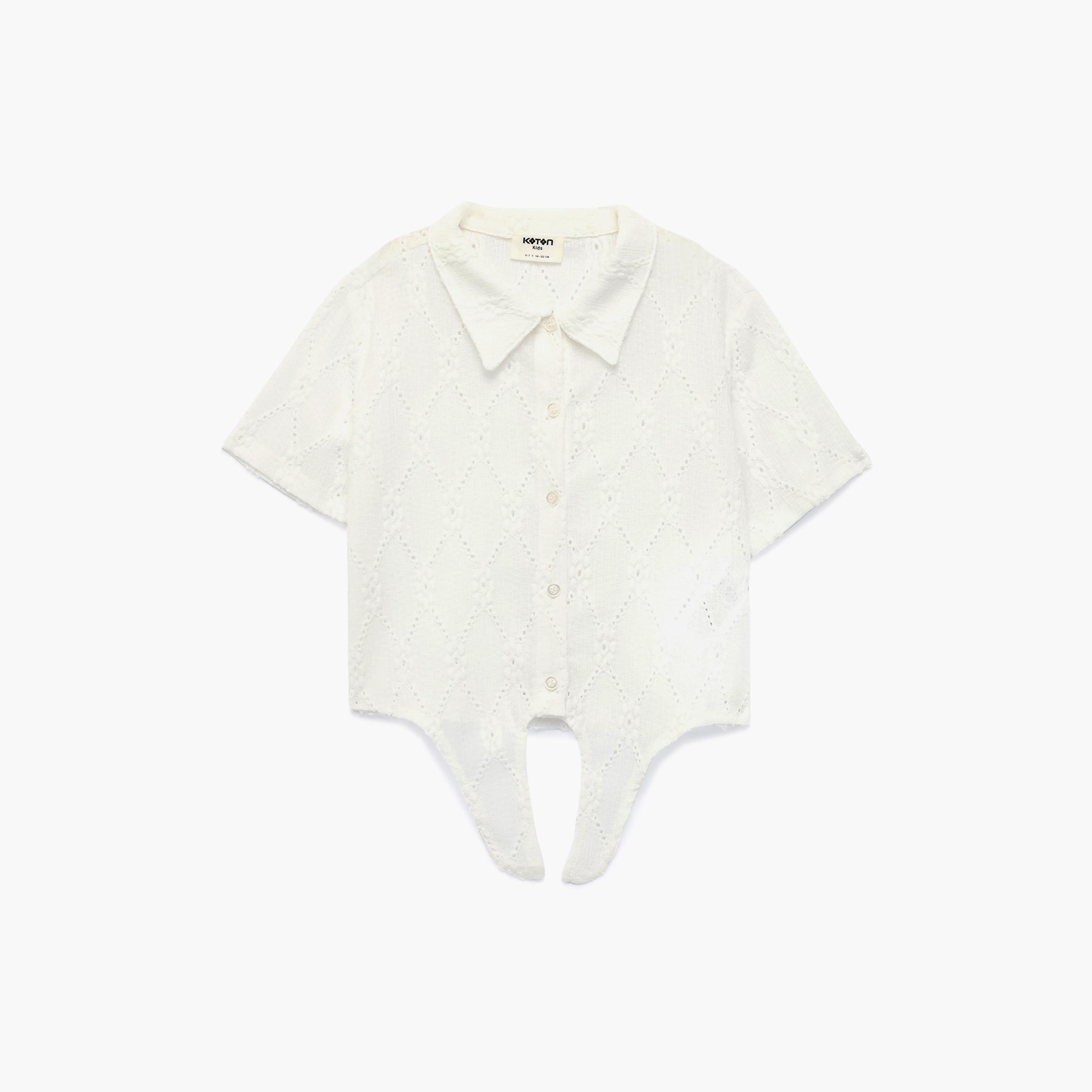 Koton Solid Short Sleeves Collar Top-girls-clothing-blousesandshirts-image-1