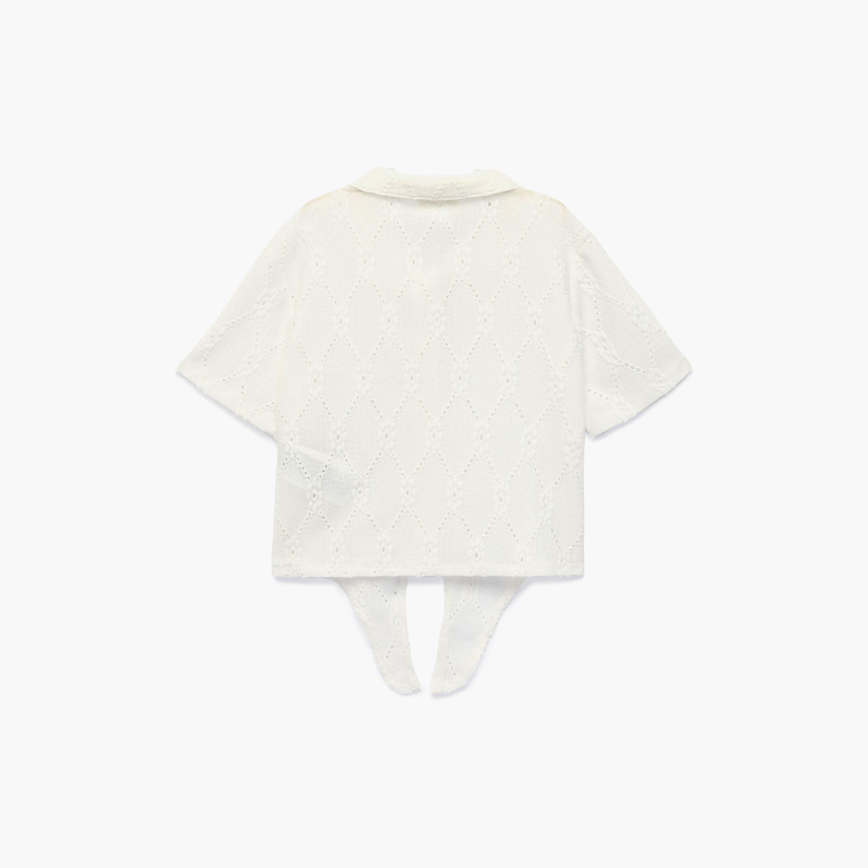 Koton Solid Short Sleeves Collar Top-girls-clothing-blousesandshirts-image-2