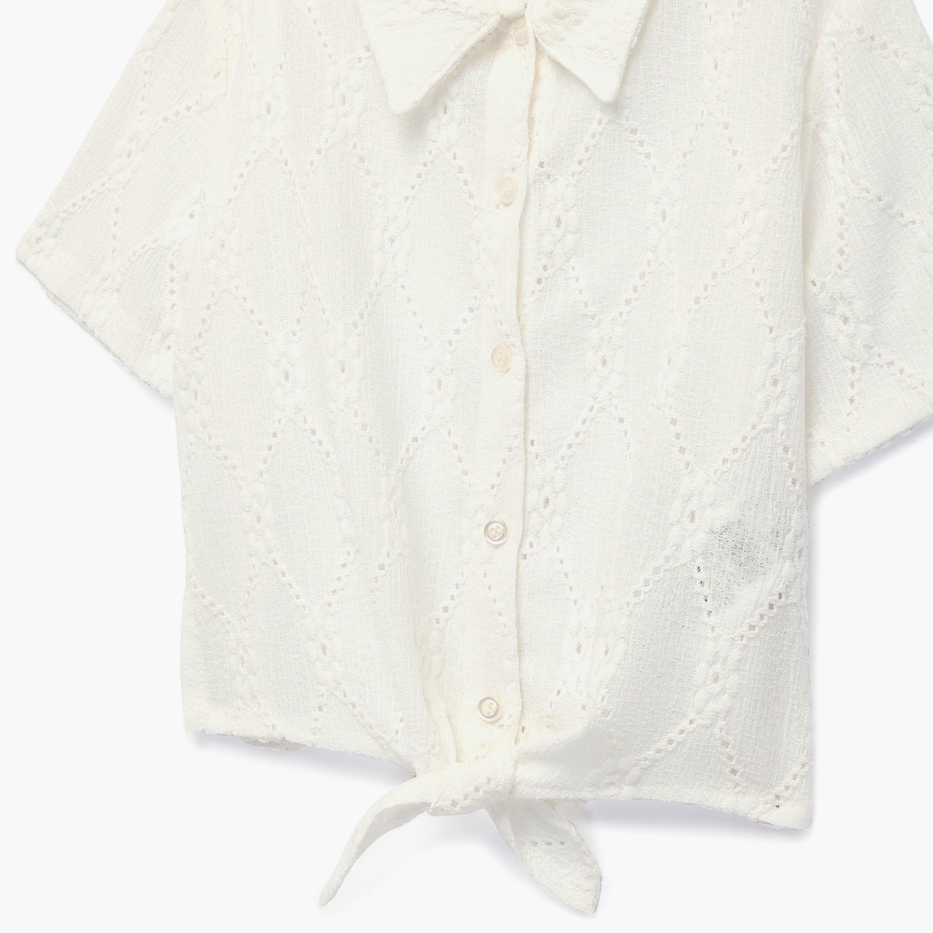Koton Solid Short Sleeves Collar Top-girls-clothing-blousesandshirts-image-3
