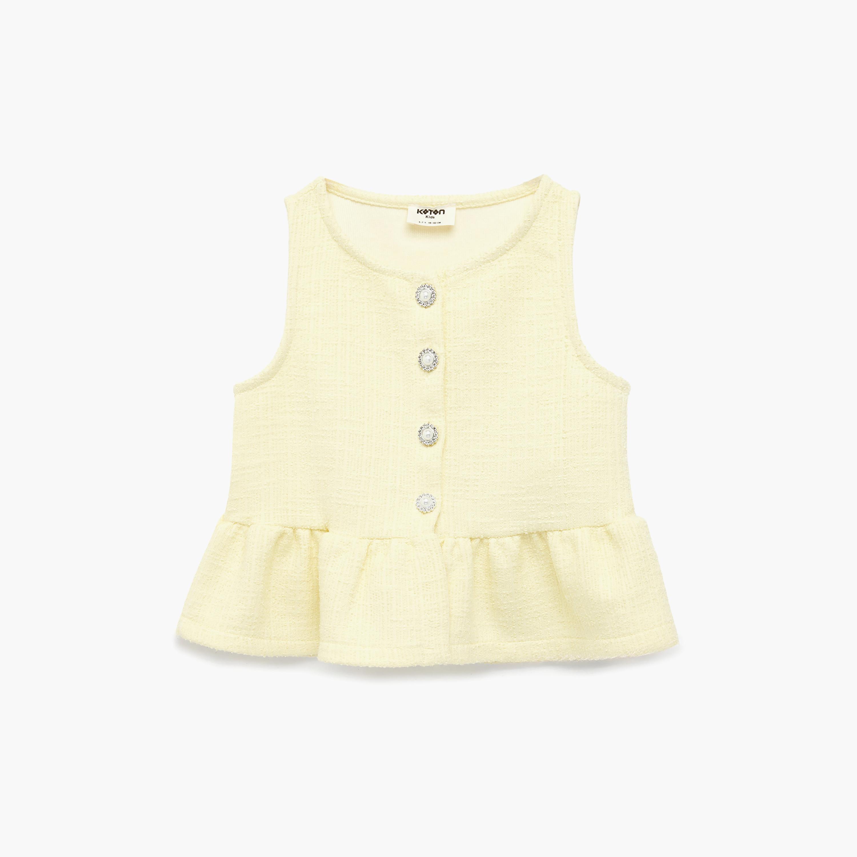 توب سادة بأزرار وبدون أكمام من كوتون-girls-clothing-blousesandshirts-image-1