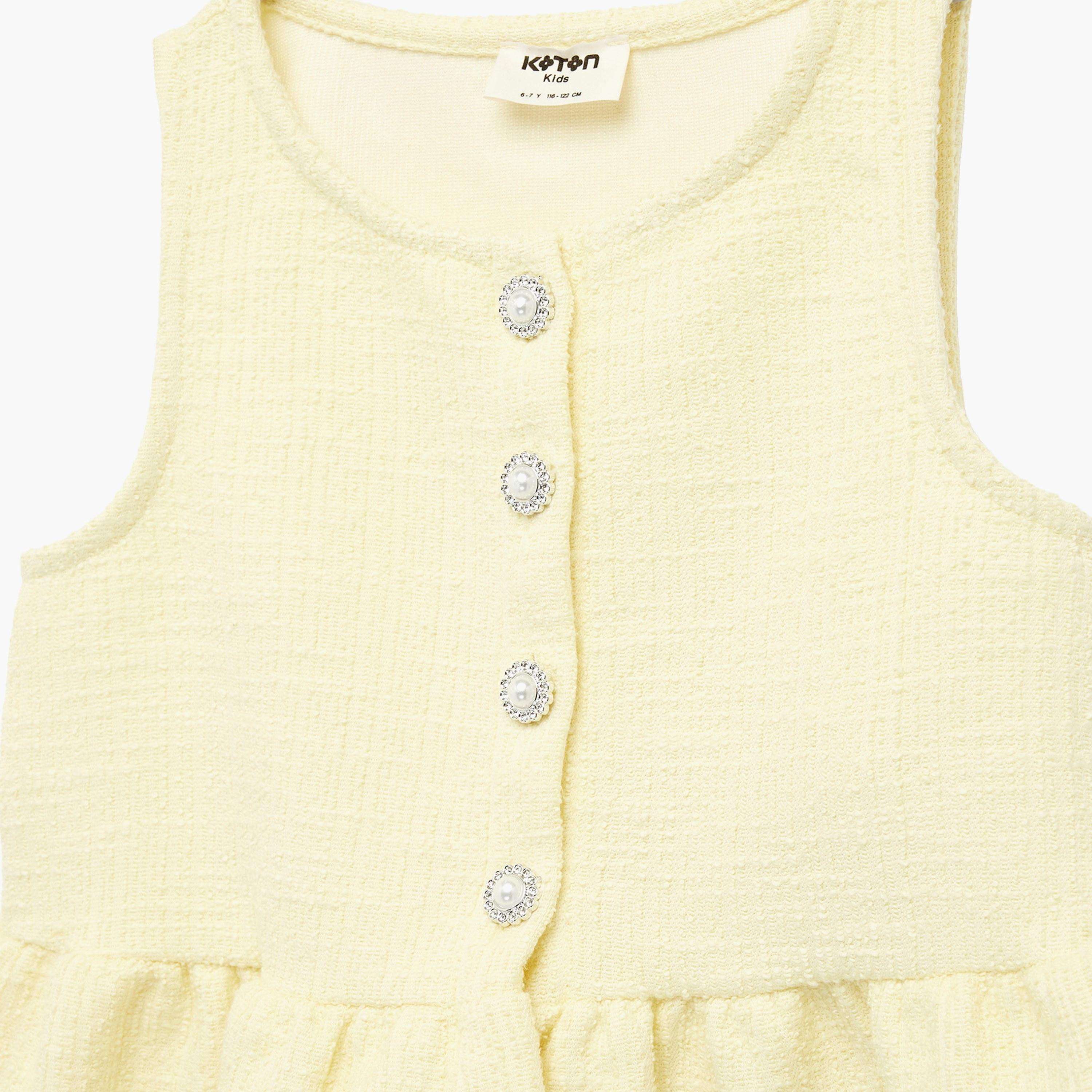 Koton Solid Sleeveless Buttoned Top-girls-clothing-blousesandshirts-image-3