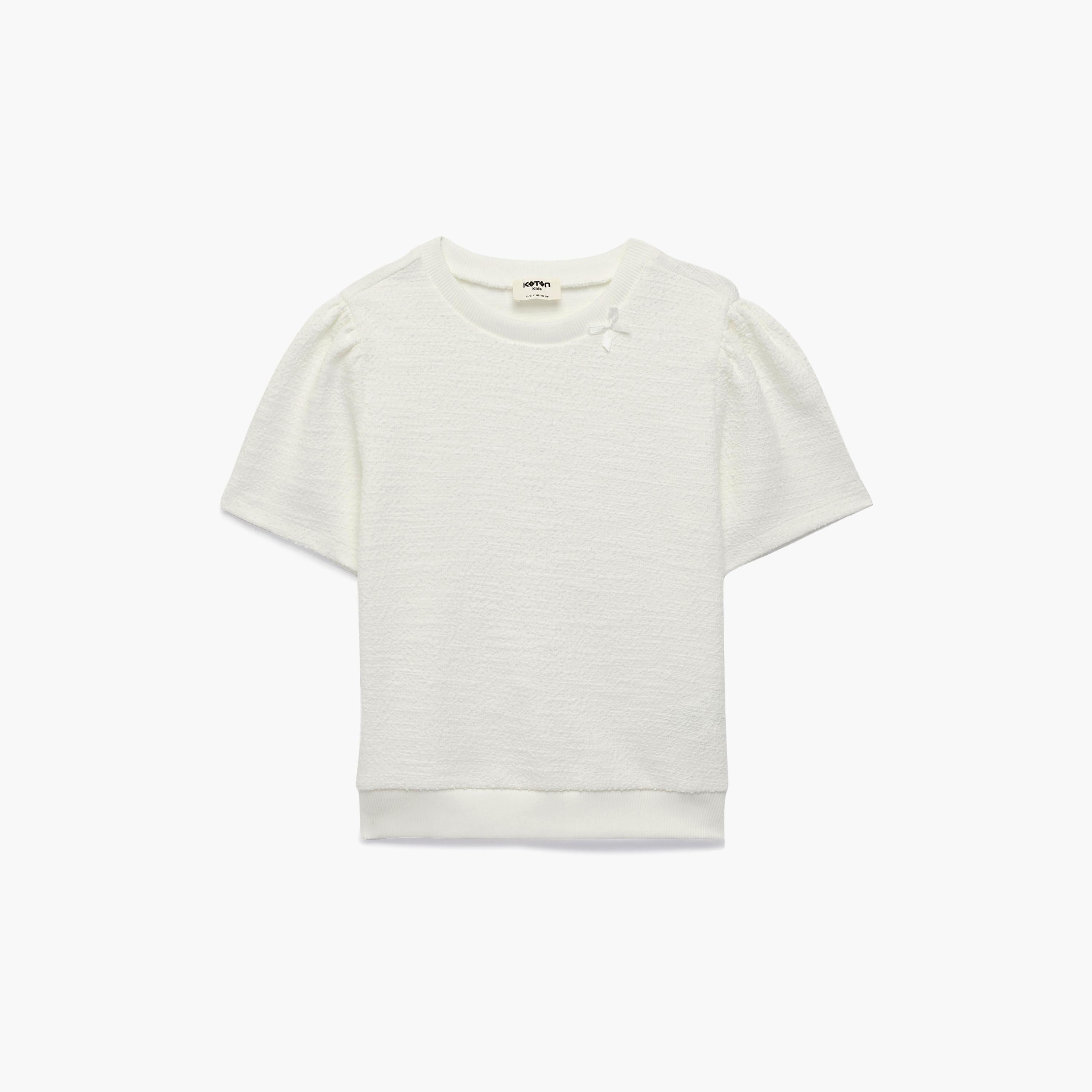 توب سادة بياقة "كرو نيك" وأكمام قصيرة من كوتون-girls-clothing-blousesandshirts-image-1