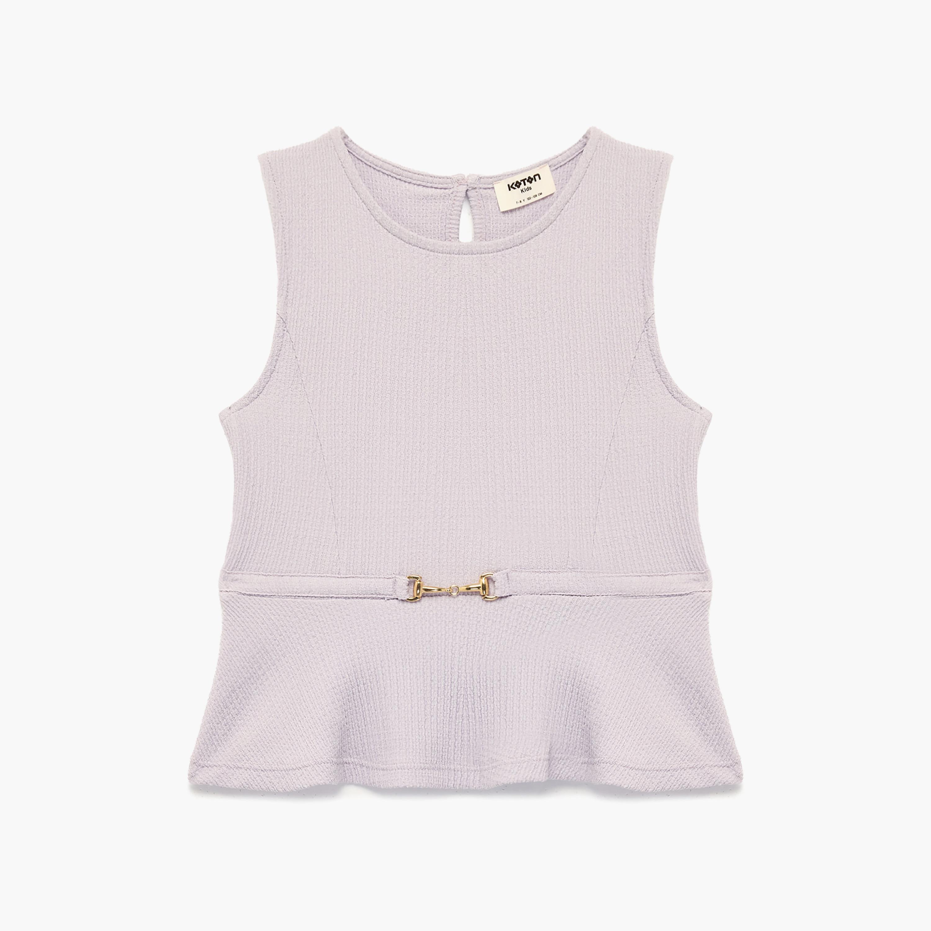 Koton Solid Sleeveless Top-girls-clothing-blousesandshirts-image-1