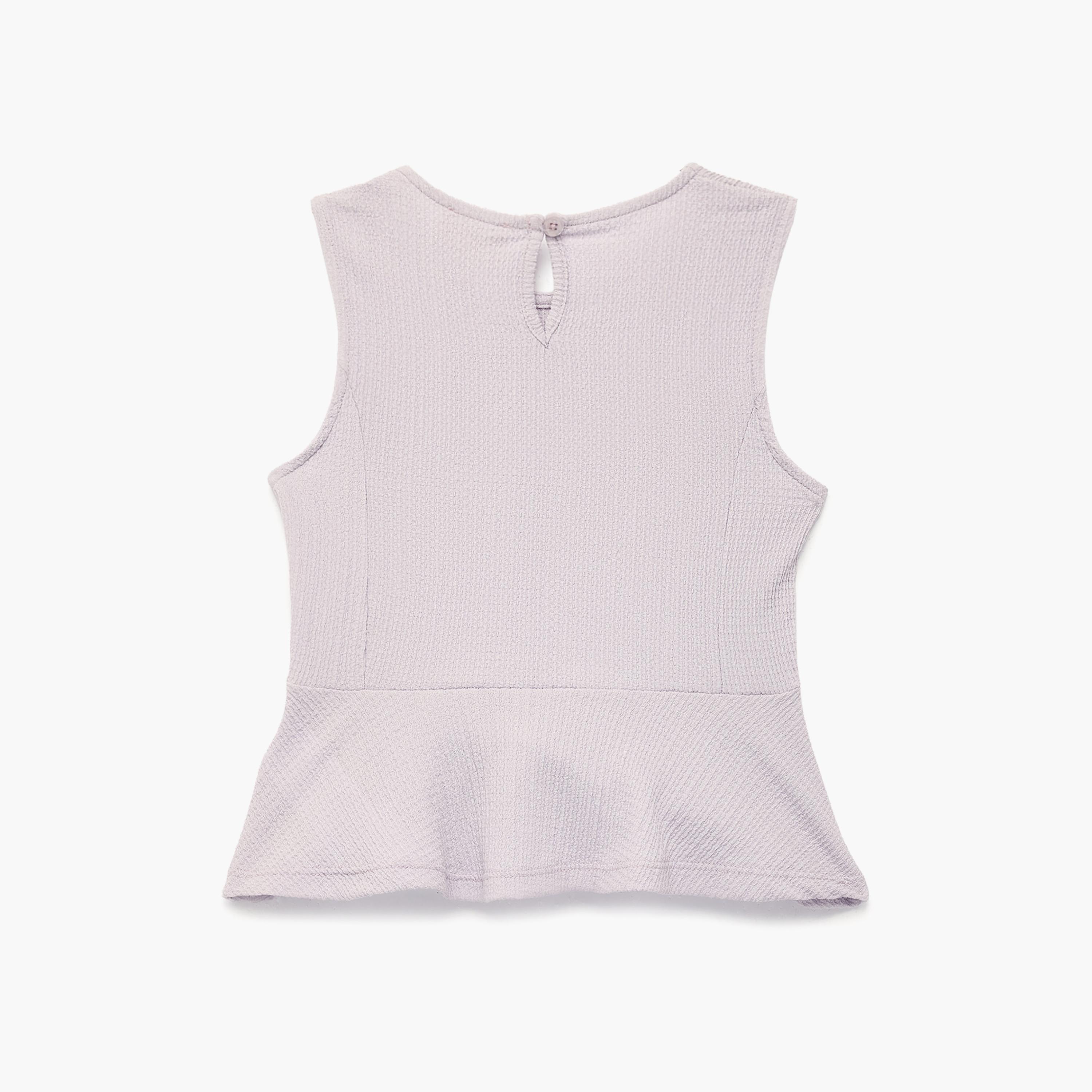 Koton Solid Sleeveless Top-girls-clothing-blousesandshirts-image-2