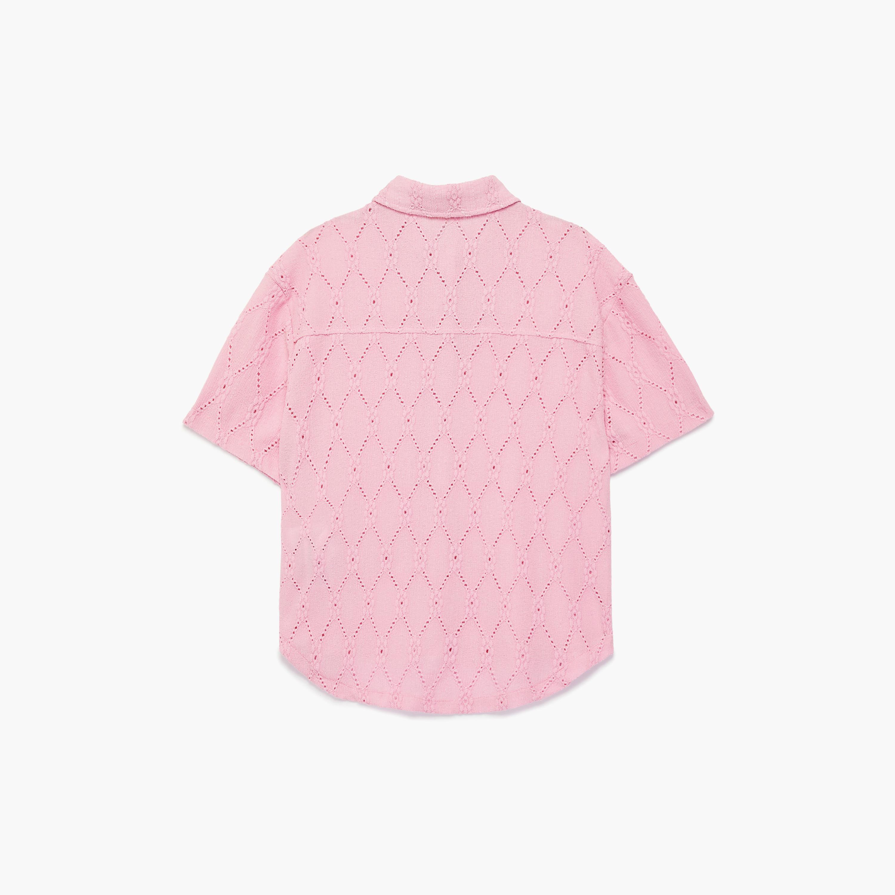 توب "كروب" بأكمام قصيرة وقماش "تيكستشرد" من كوتون-girls-clothing-blousesandshirts-image-2