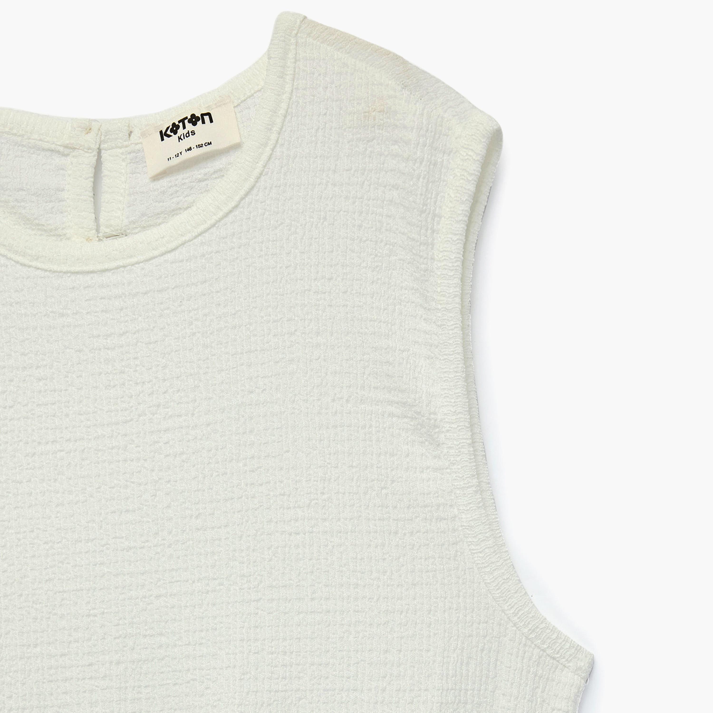 توب سادة بياقة "كرو نيك" وبدون أكمام من كوتون-girls-clothing-blousesandshirts-image-1