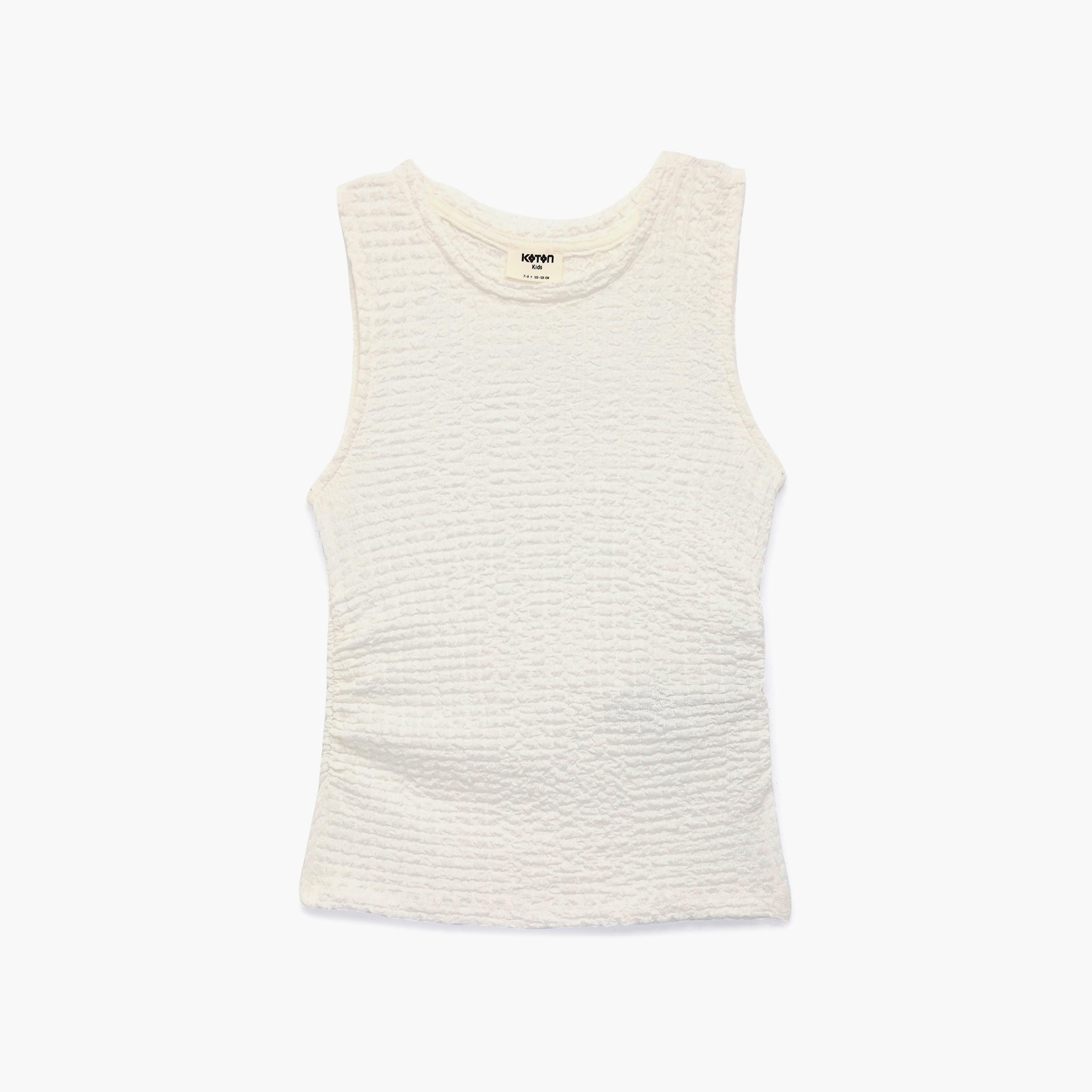 Koton Solid Sleeveless Textured Top-girls-clothing-blousesandshirts-image-1