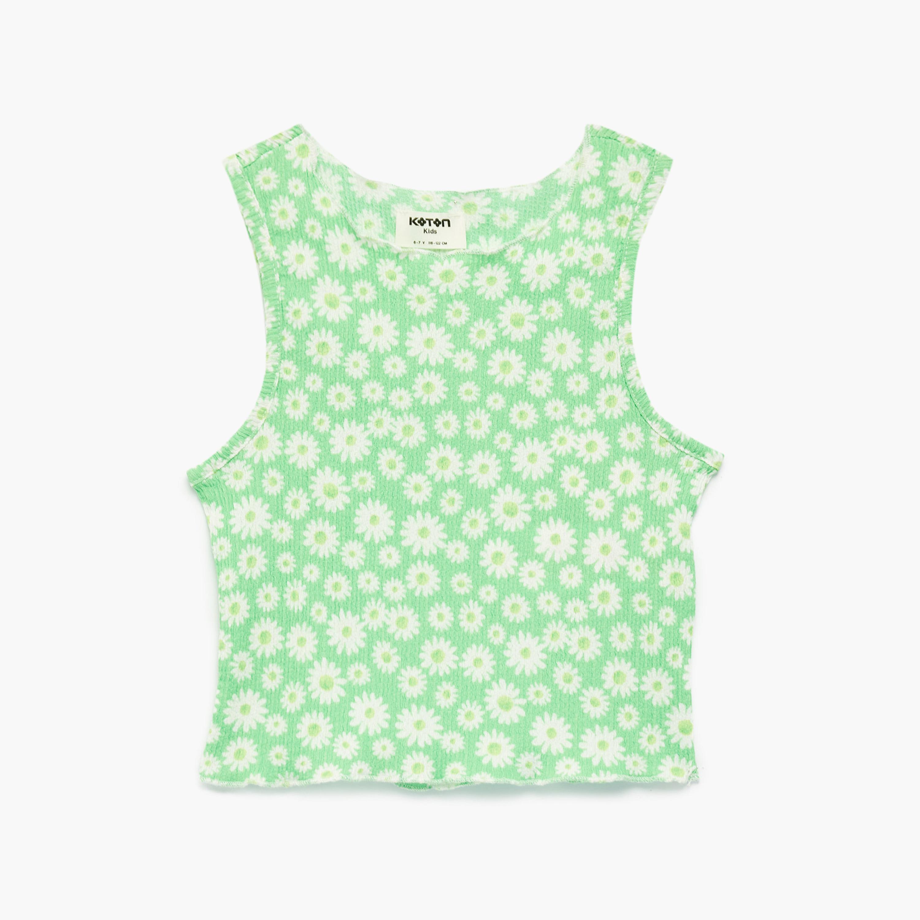 توب "كروب" بنقشة زهور وبدون أكمام من كوتون-girls-clothing-blousesandshirts-image-1