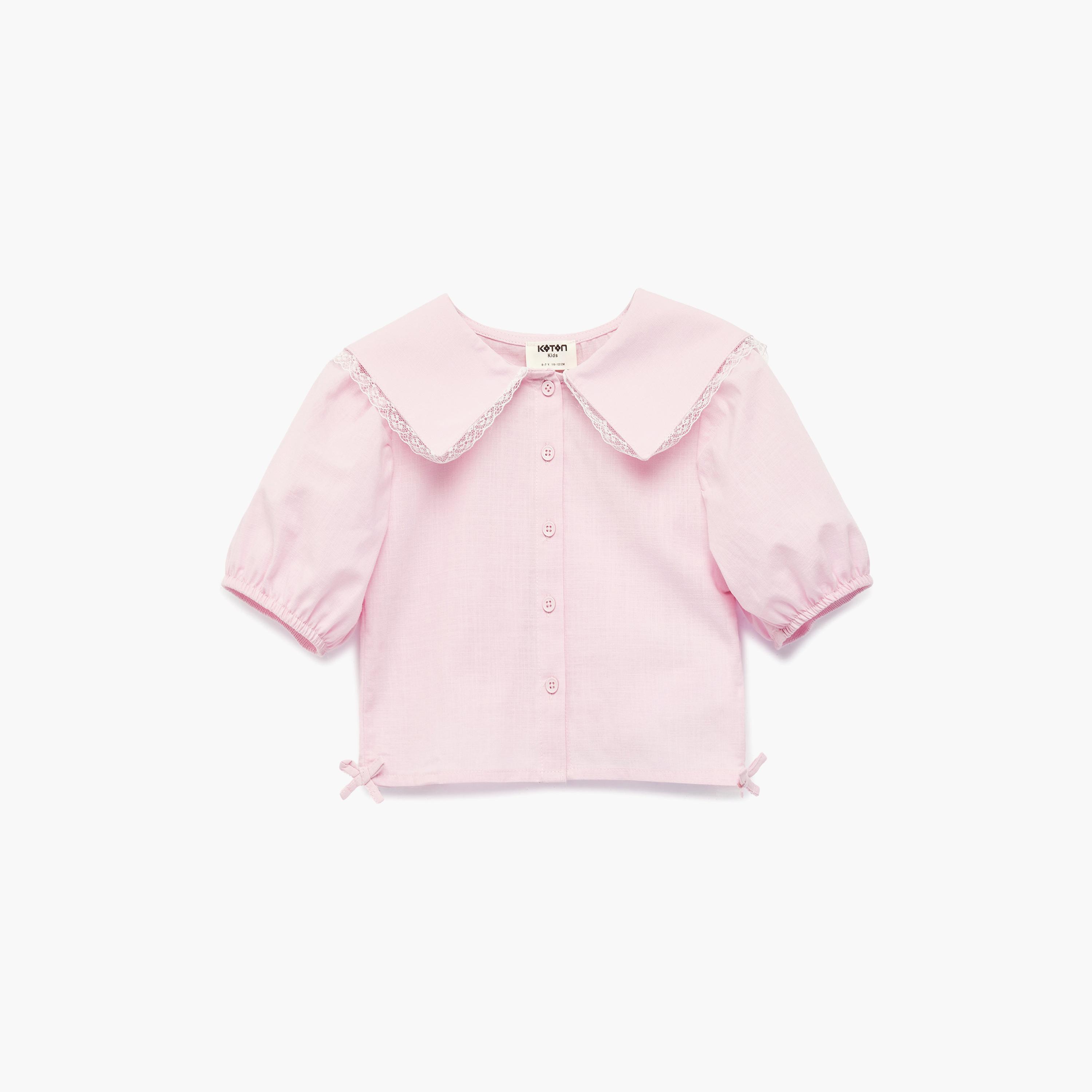 Koton Solid Short Sleeves Top-girls-clothing-blousesandshirts-image-1