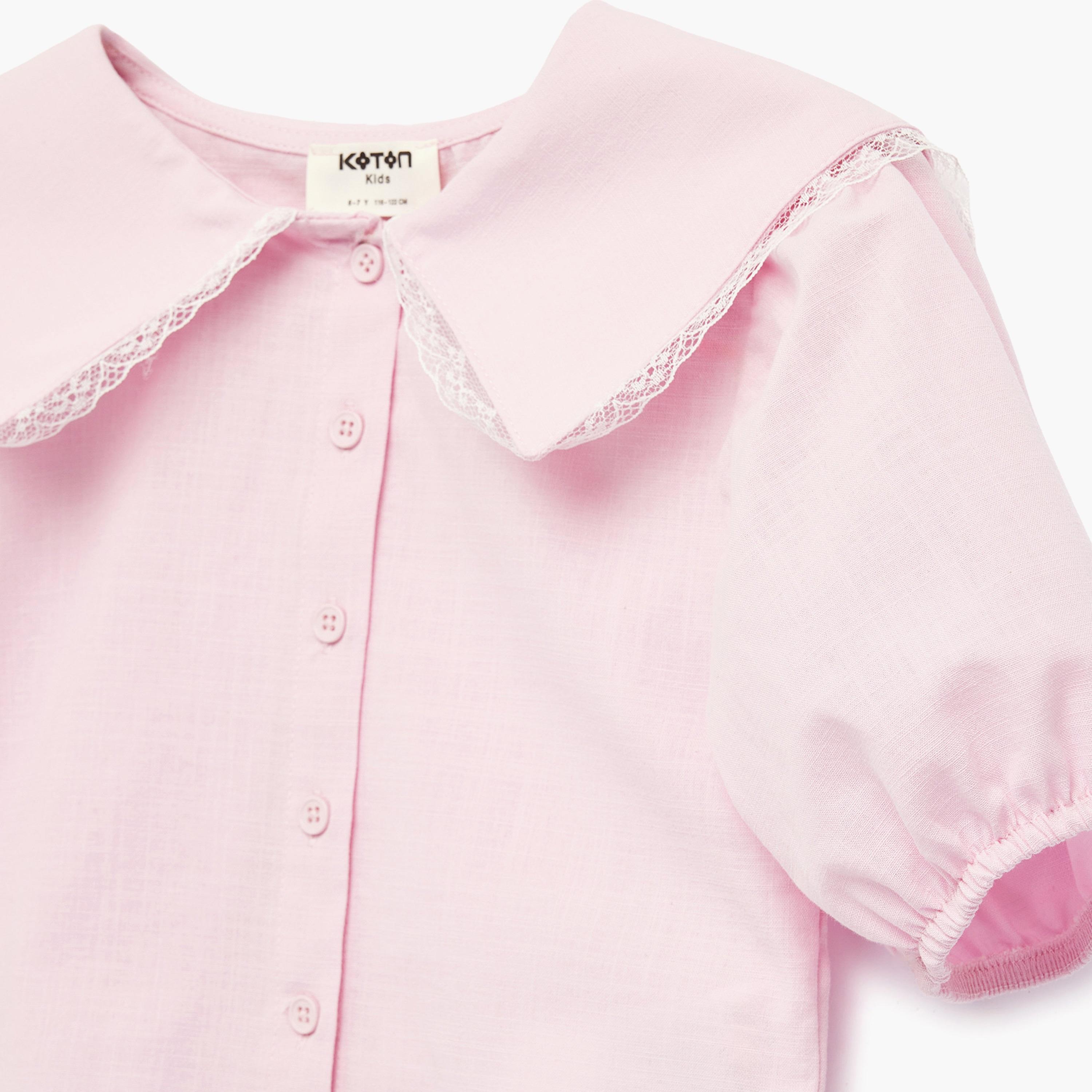 Koton Solid Short Sleeves Top-girls-clothing-blousesandshirts-image-3