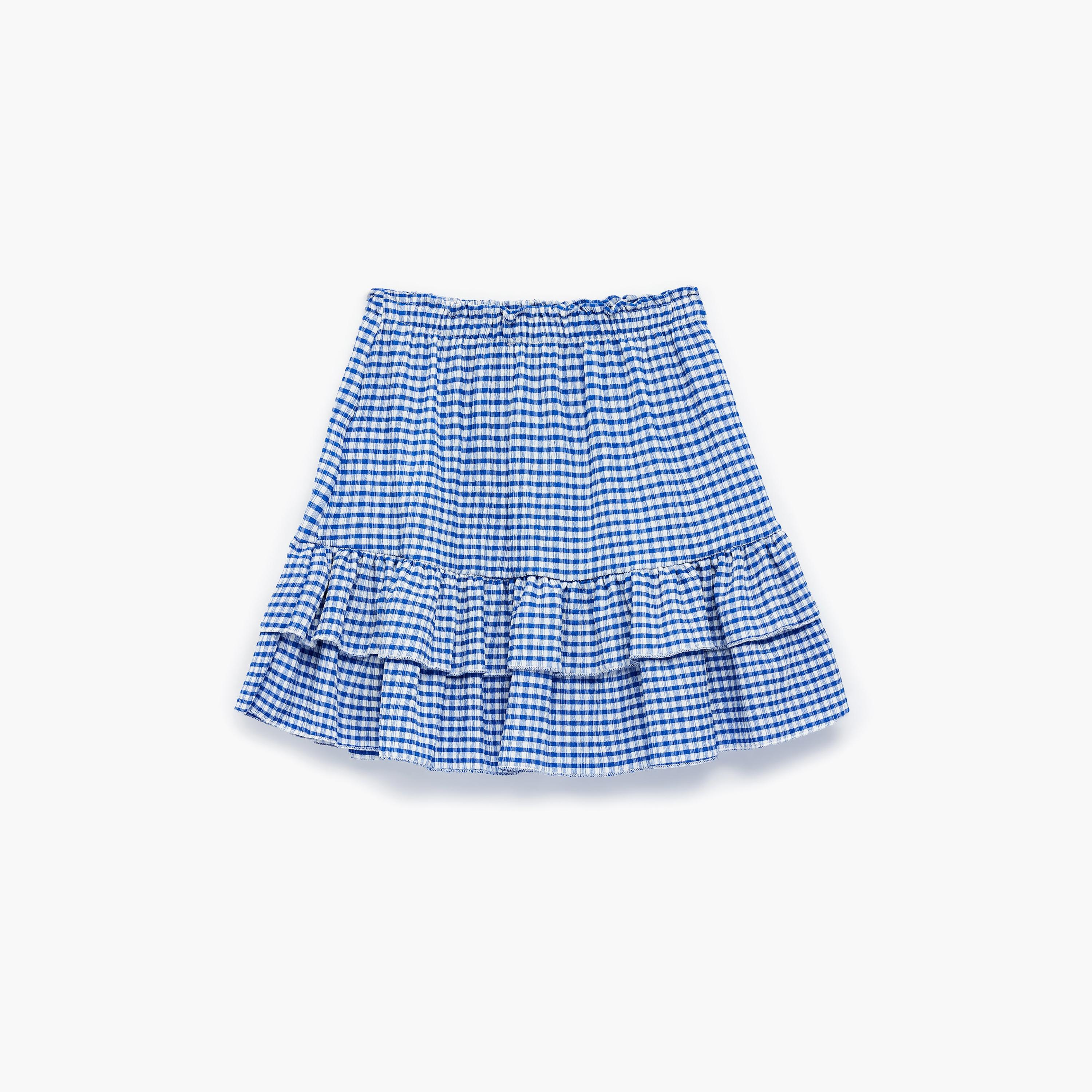 Koton Polyester Blend Checked Ruffle Mini Skirt-girls-clothing-bottoms-skirts-image-1