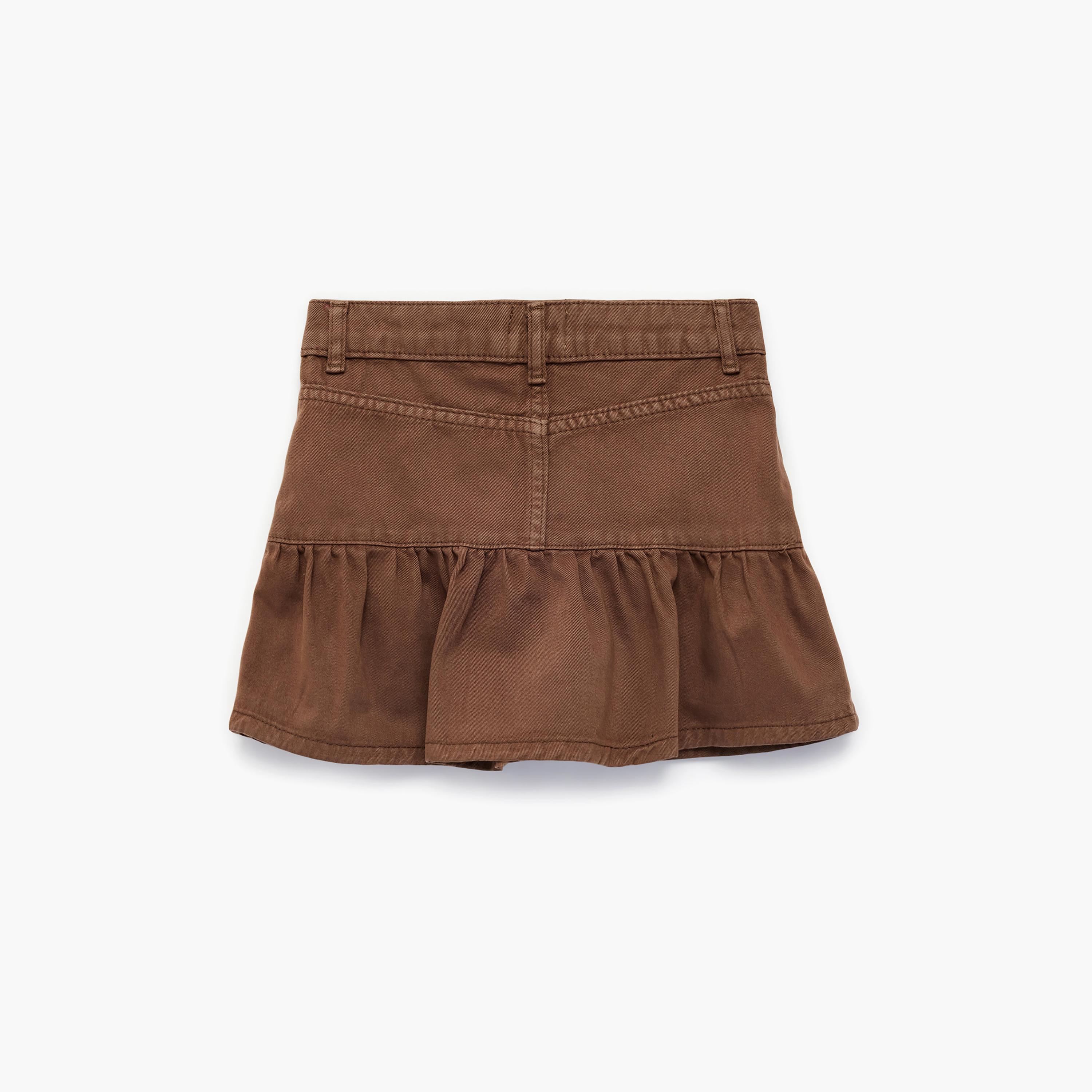 تنورة "ميني" بجيوب وكشكشة "رافلد" من كوتون-girls-clothing-bottoms-skirts-image-2