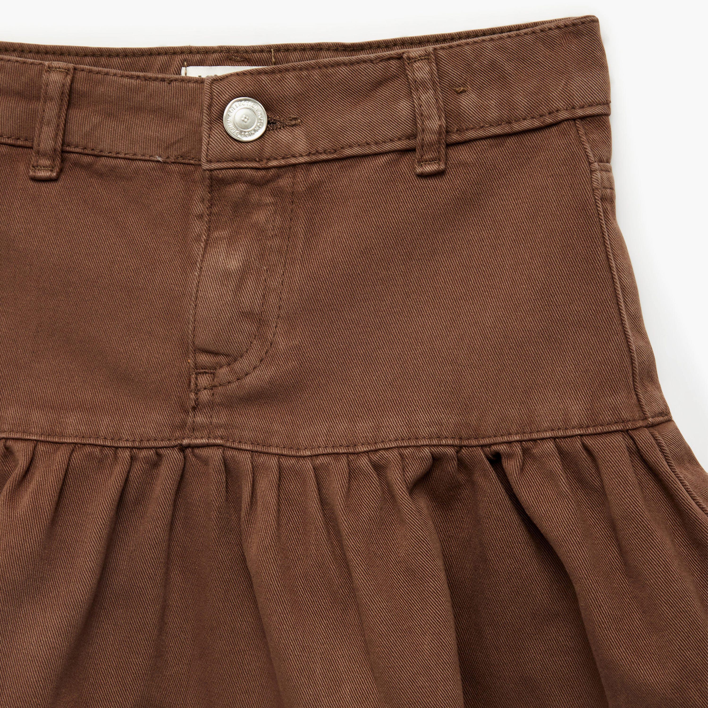 تنورة "ميني" بجيوب وكشكشة "رافلد" من كوتون-girls-clothing-bottoms-skirts-image-3