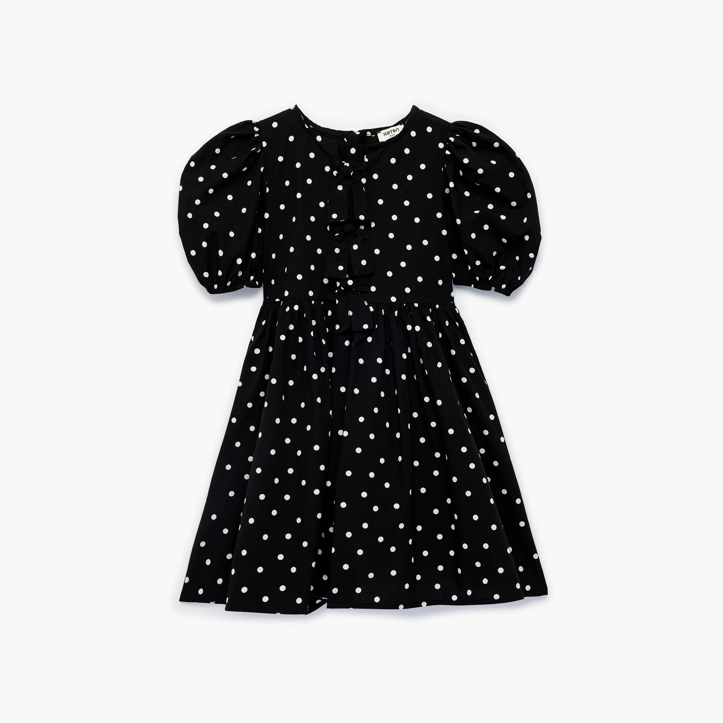 فستان مطبوع بنقشة "بولكا دوت" وأكمام قصيرة من كوتون-girls-clothing-dressesandjumpsuits-image-1