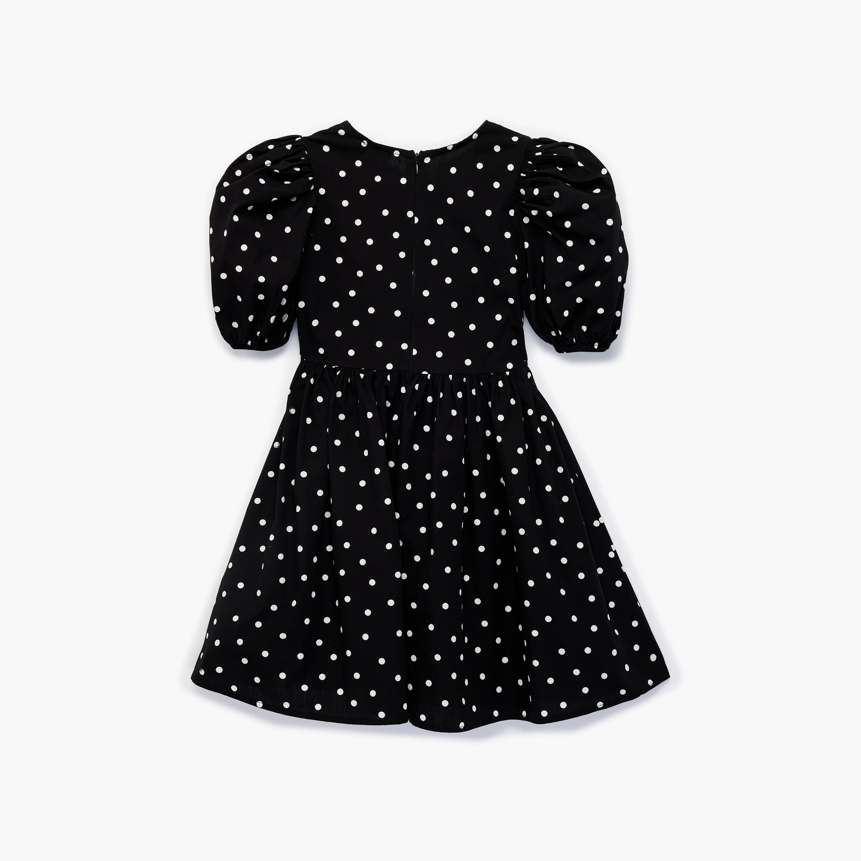 فستان مطبوع بنقشة "بولكا دوت" وأكمام قصيرة من كوتون-girls-clothing-dressesandjumpsuits-image-2