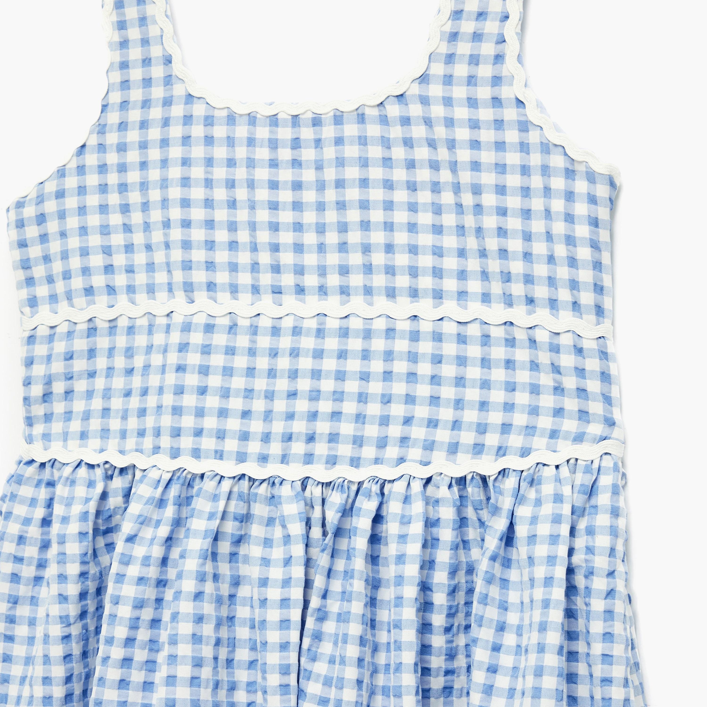 Koton Sleeveless Checked Starppy Gingham Dress-girls-clothing-dressesandjumpsuits-image-2