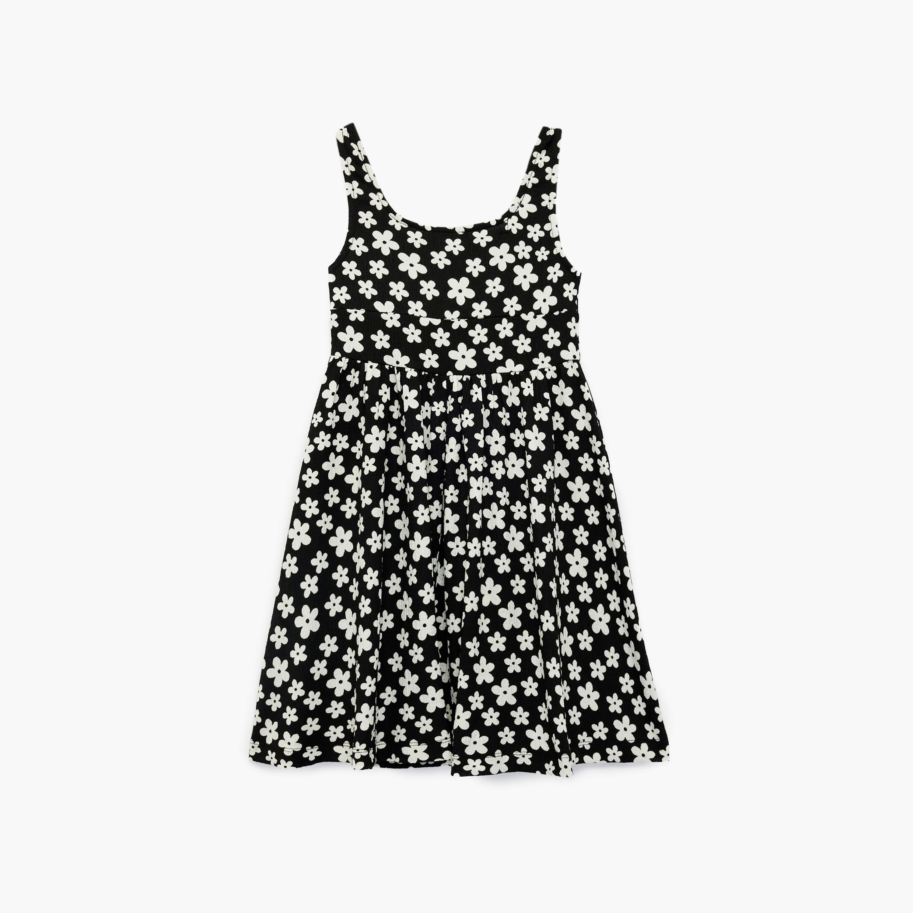 فستان بحمالات "سترابي" ونقشة زهور بدون أكمام من كوتون-girls-clothing-dressesandjumpsuits-image-2