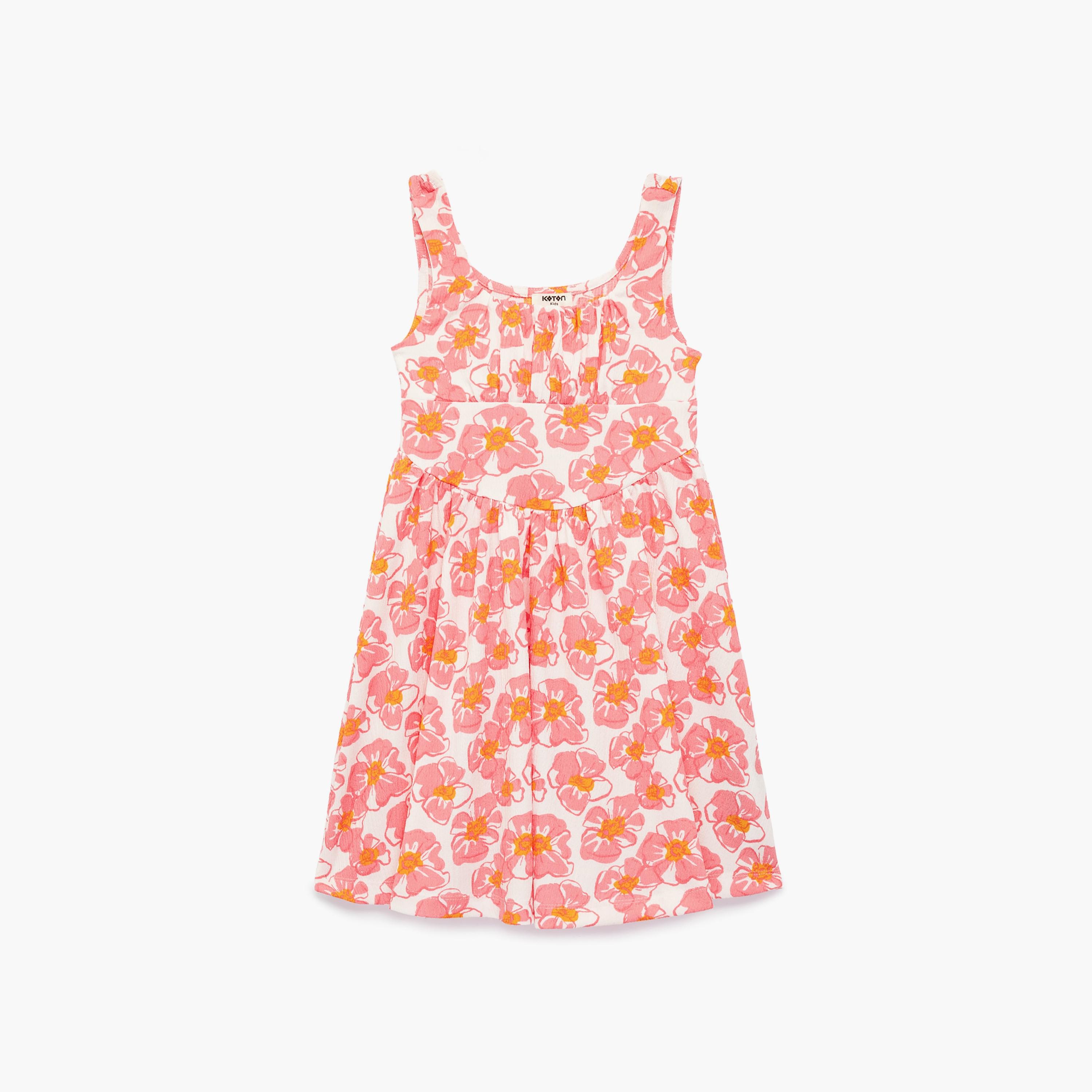 فستان بحمالات "سترابي" ونقشة زهور بدون أكمام من كوتون-girls-clothing-dressesandjumpsuits-image-1
