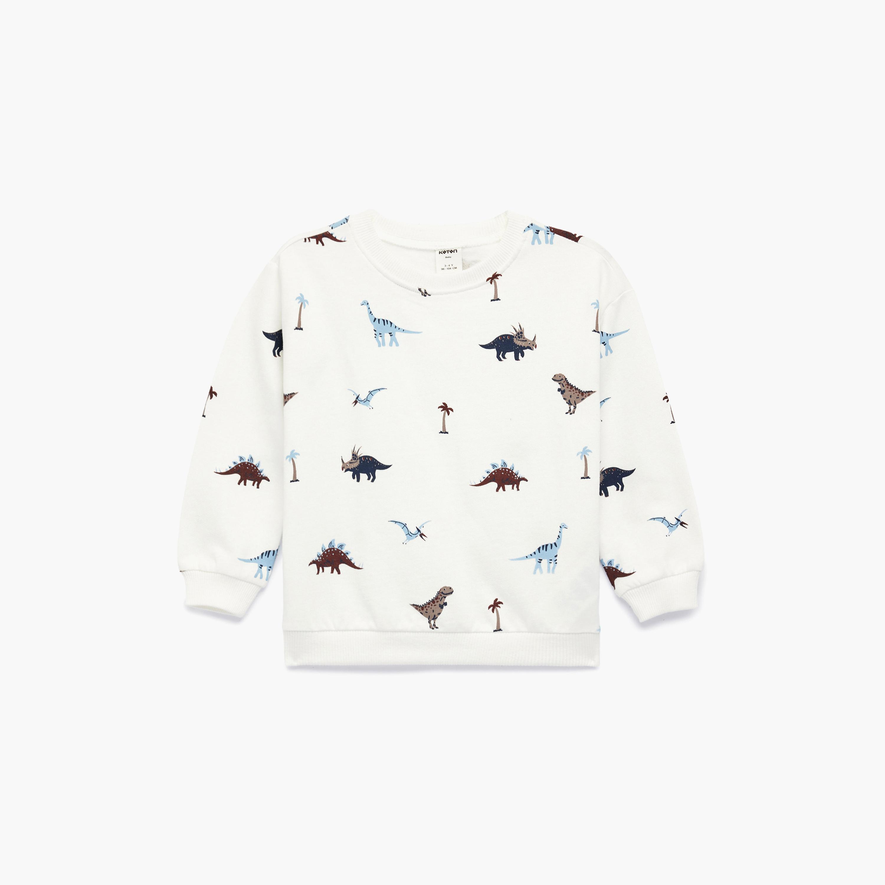 Koton Long Sleeves Dinosaur Printed Sweatshirt-boys-clothing-sweatshirts-image-1