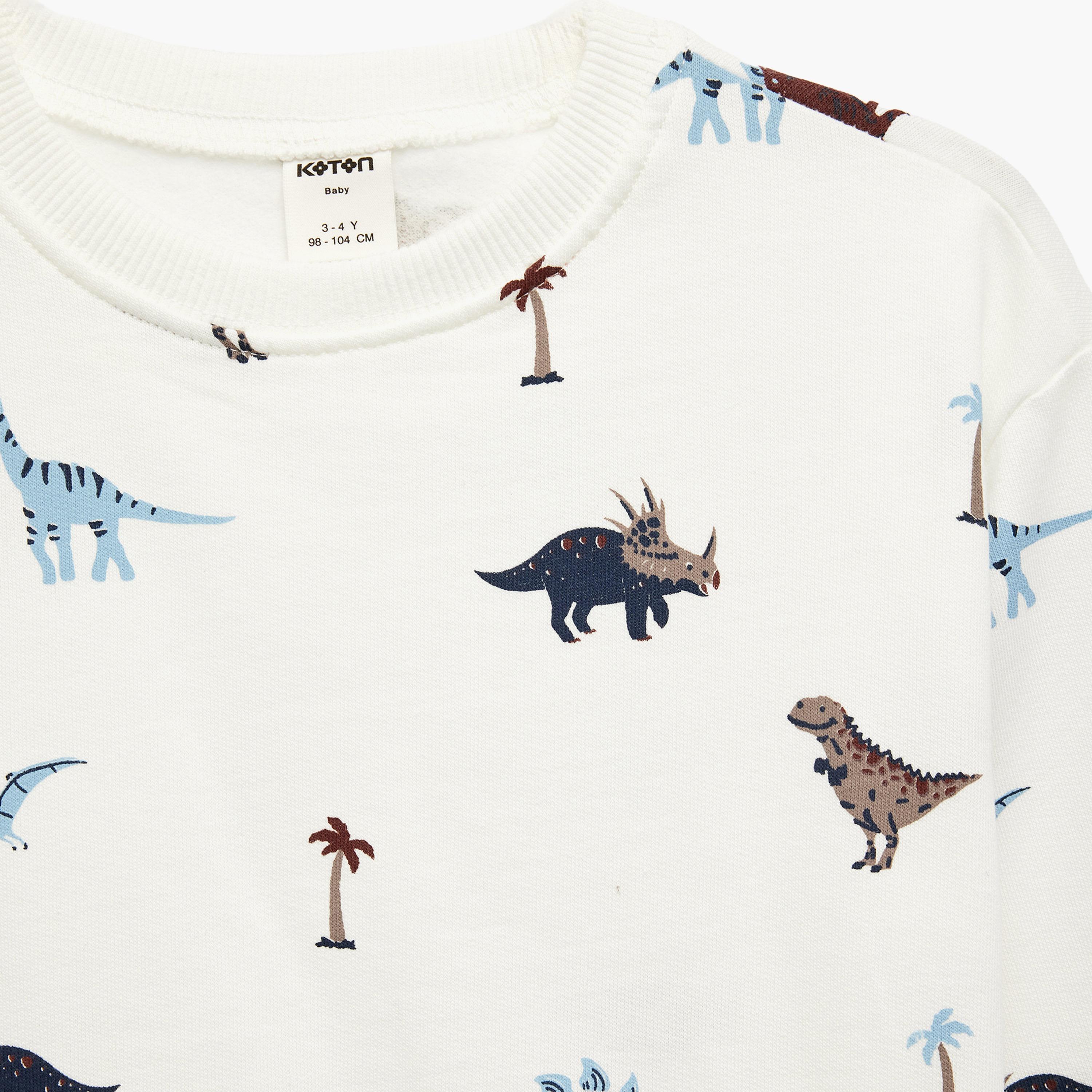 Koton Long Sleeves Dinosaur Printed Sweatshirt-boys-clothing-sweatshirts-image-3
