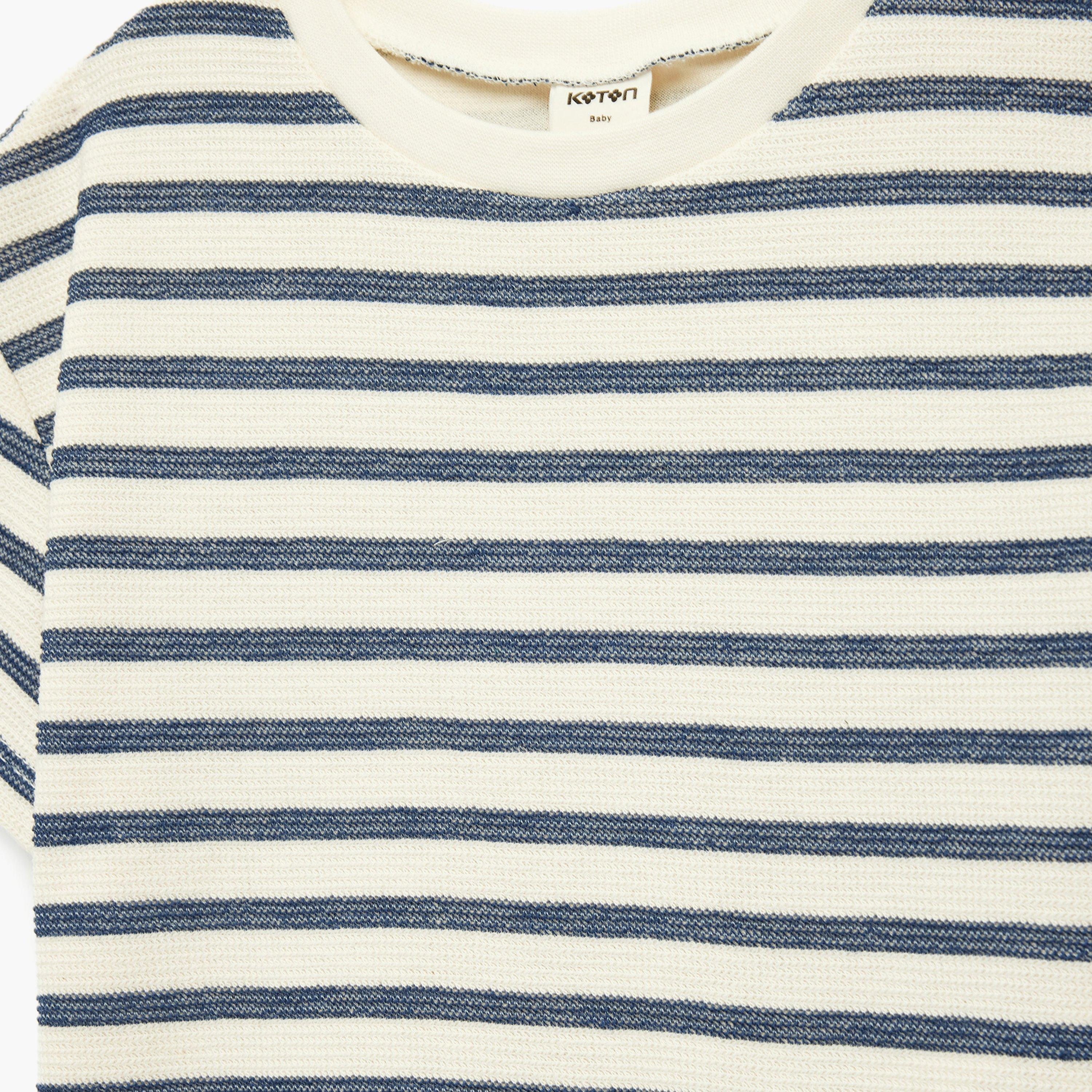 تي شيرت مخطط عرضياً بأكمام قصيرة من كوتون-boys-clothing-tshirtsandpolos-image-3