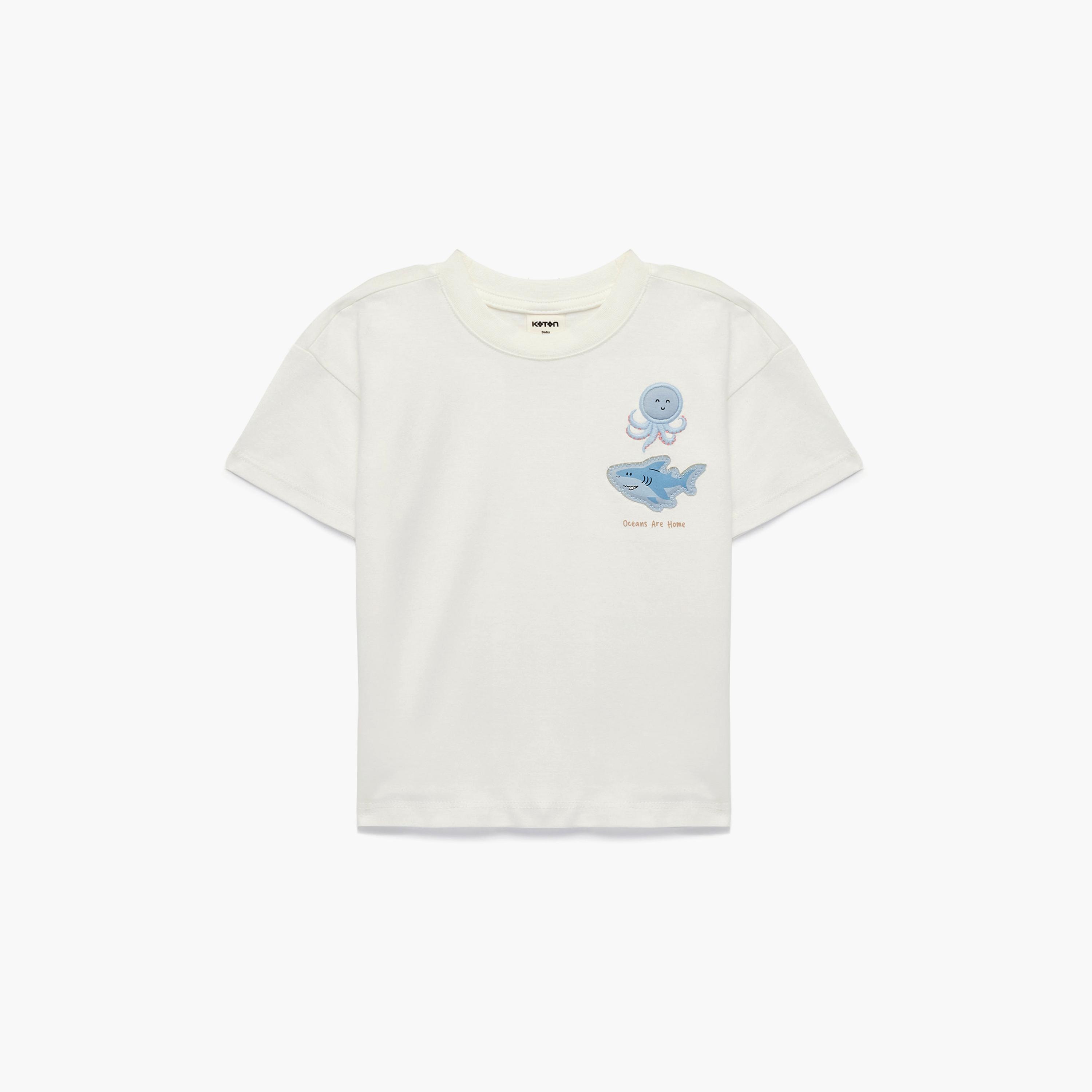 Koton Short Sleeves Octopus Embroidered T-Shirt-boys-clothing-tshirtsandpolos-image-1