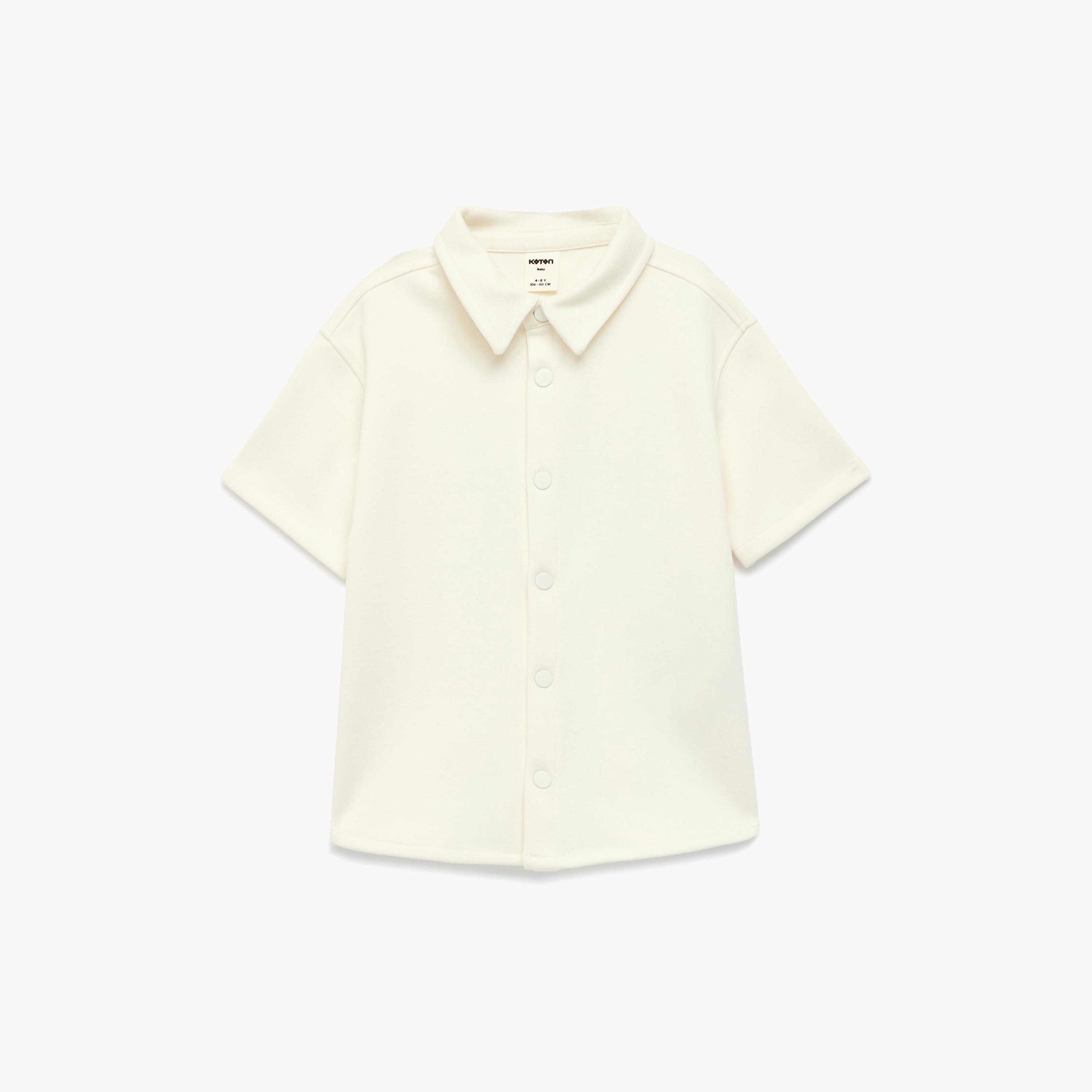 Koton Short Sleeves Solid Button Collared T-Shirt-boys-clothing-tshirtsandpolos-image-1