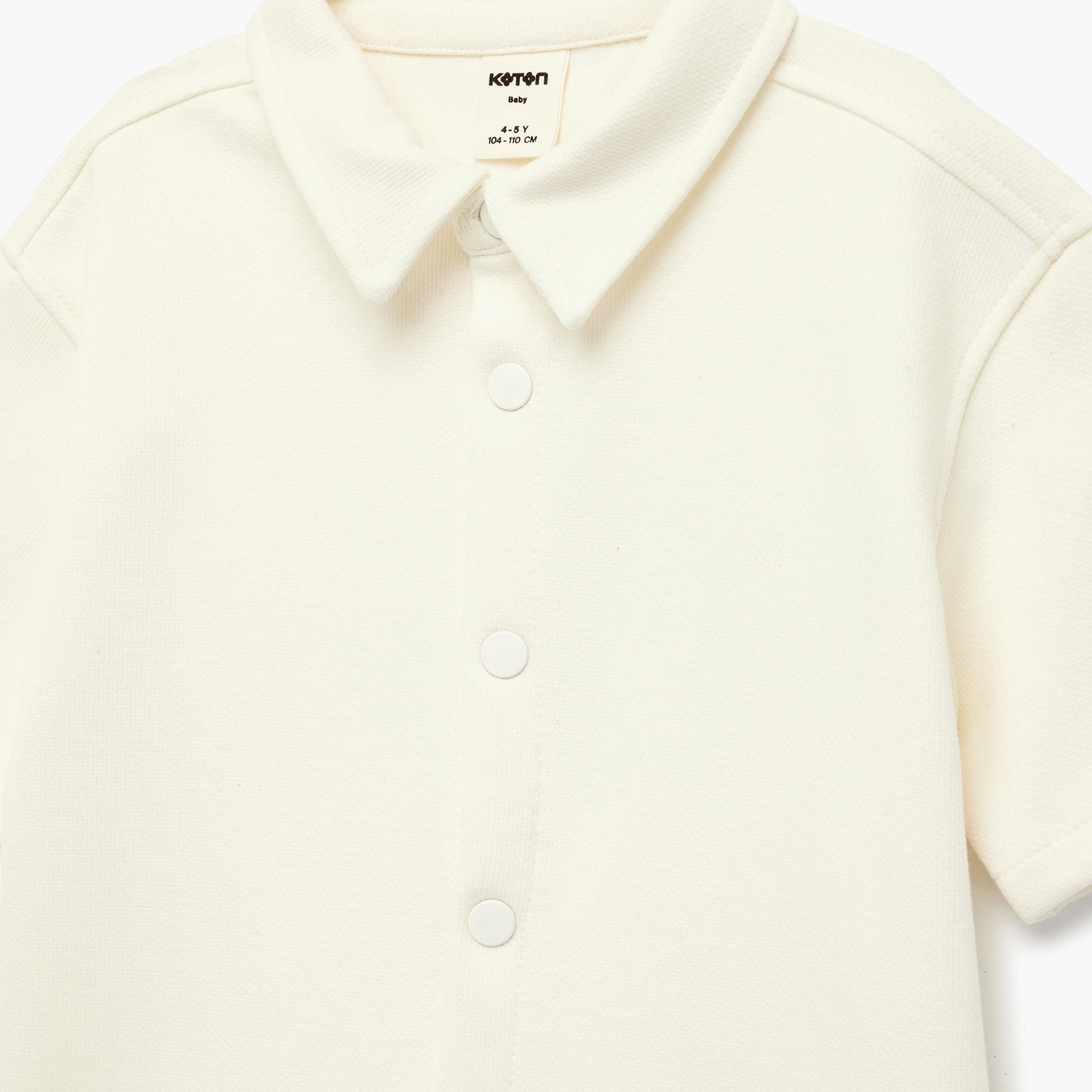Koton Short Sleeves Solid Button Collared T-Shirt-boys-clothing-tshirtsandpolos-image-3