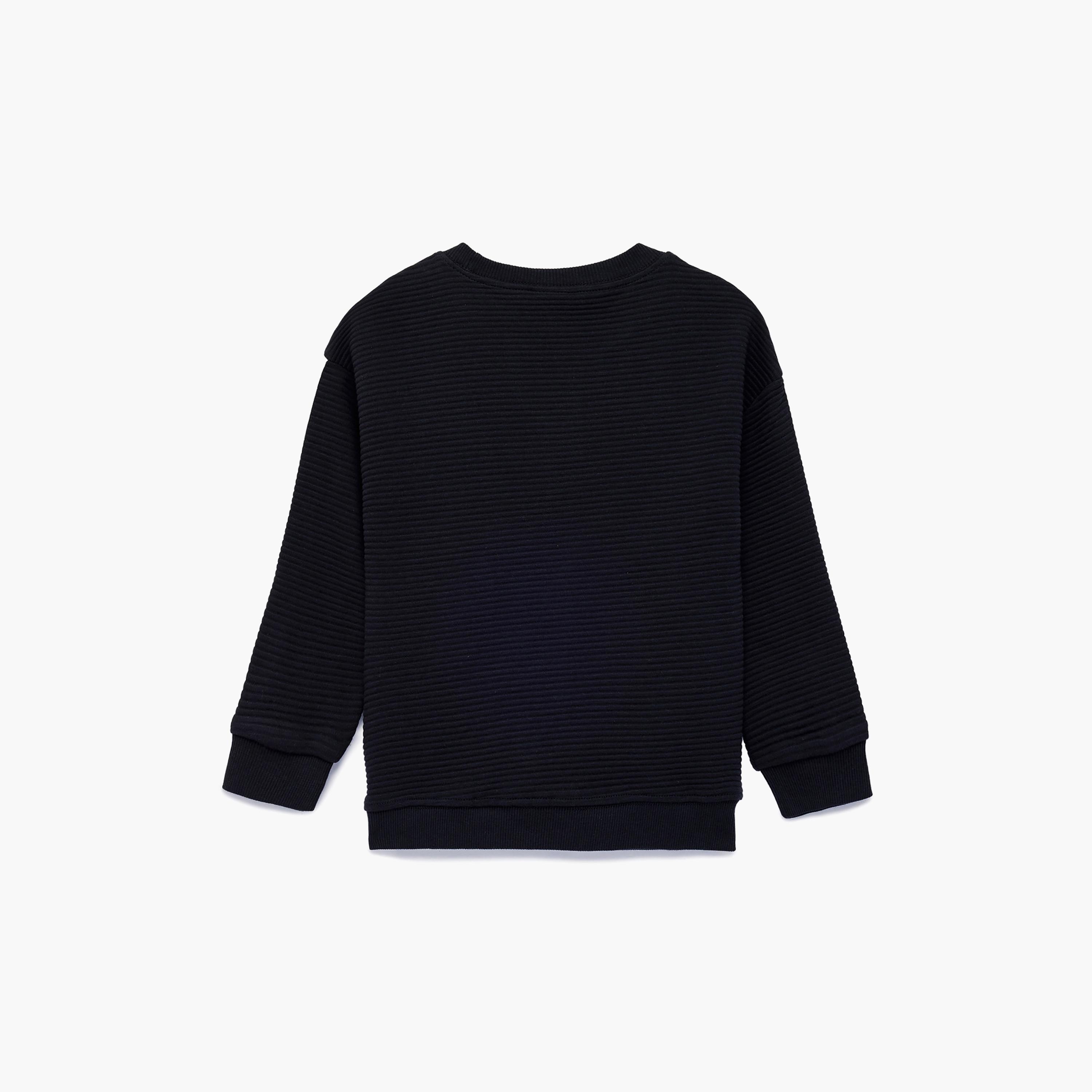 سويت شيرت سادة بأكمام طويلة وقصة "أوفرسايزد" من كوتون-boys-clothing-sweatshirts-image-2