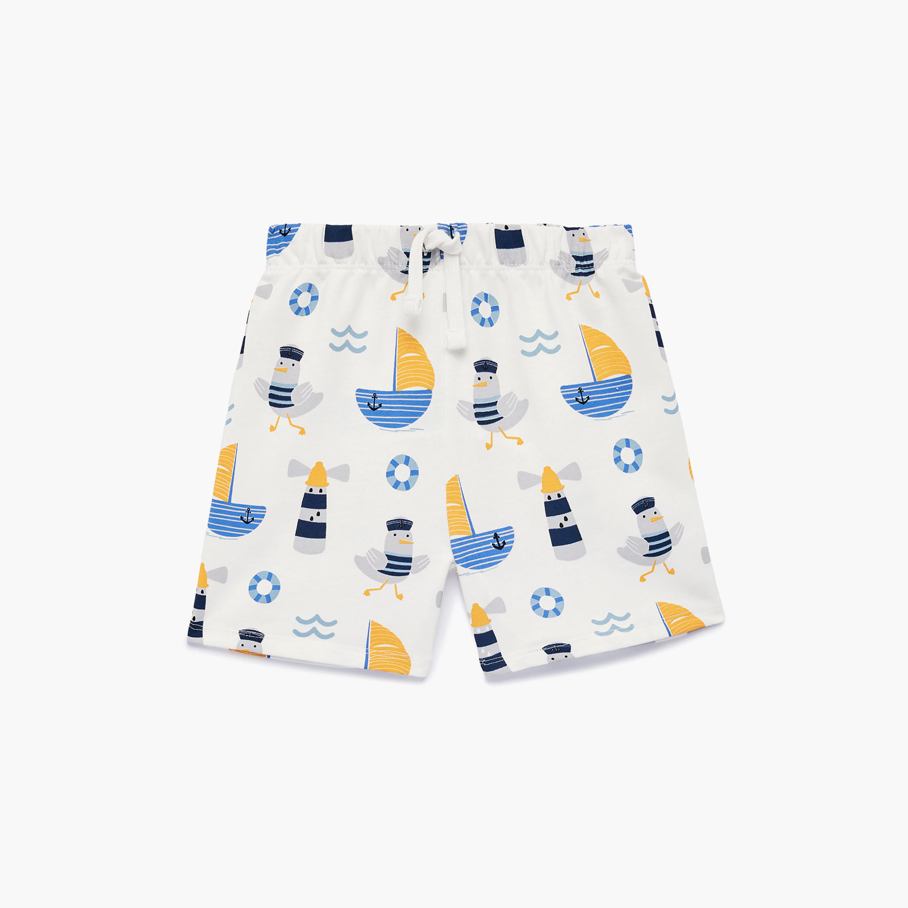 شورت قطن مطبوع برباط "درو سترينغ" من كوتون-boys-clothing-bottoms-shorts-image-1