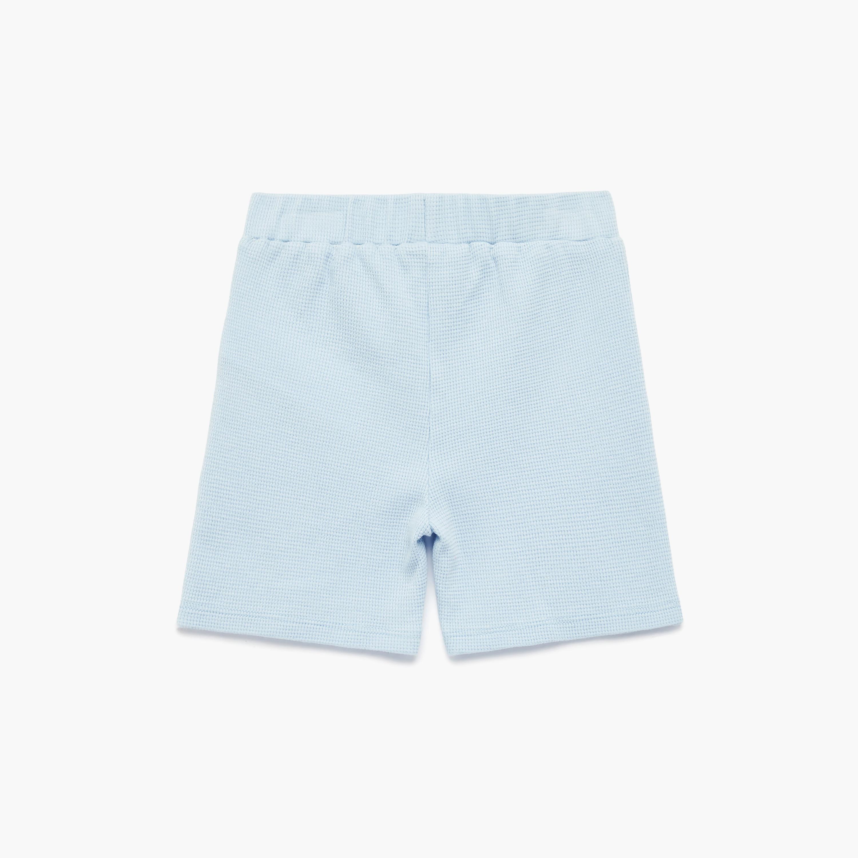 Koton Solid Elasticated Cotton Shorts-boys-clothing-bottoms-shorts-image-2