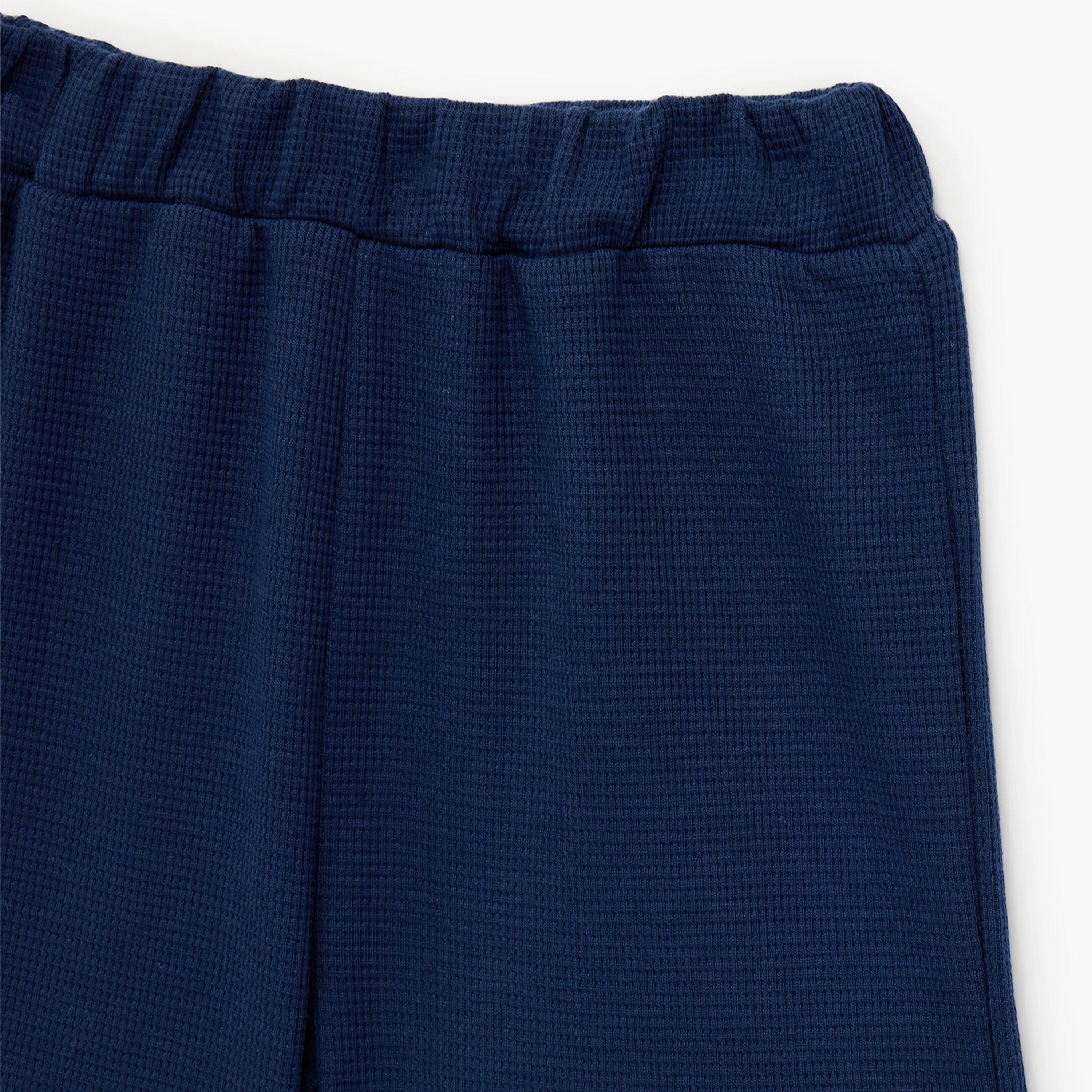 Koton Solid Elasticated Cotton Shorts-boys-clothing-bottoms-shorts-image-3