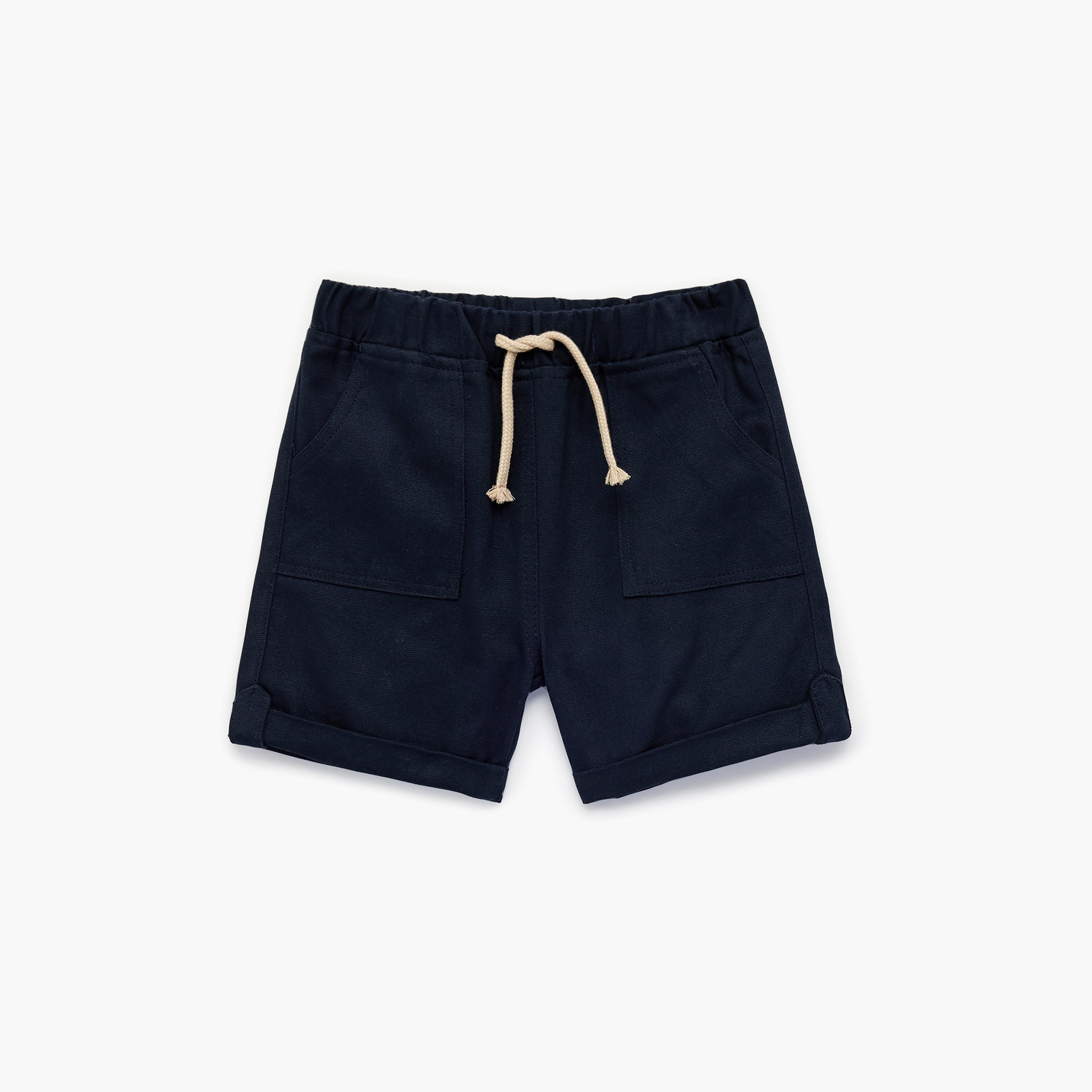 Koton Solid Cotton Shorts-boys-clothing-bottoms-shorts-image-1