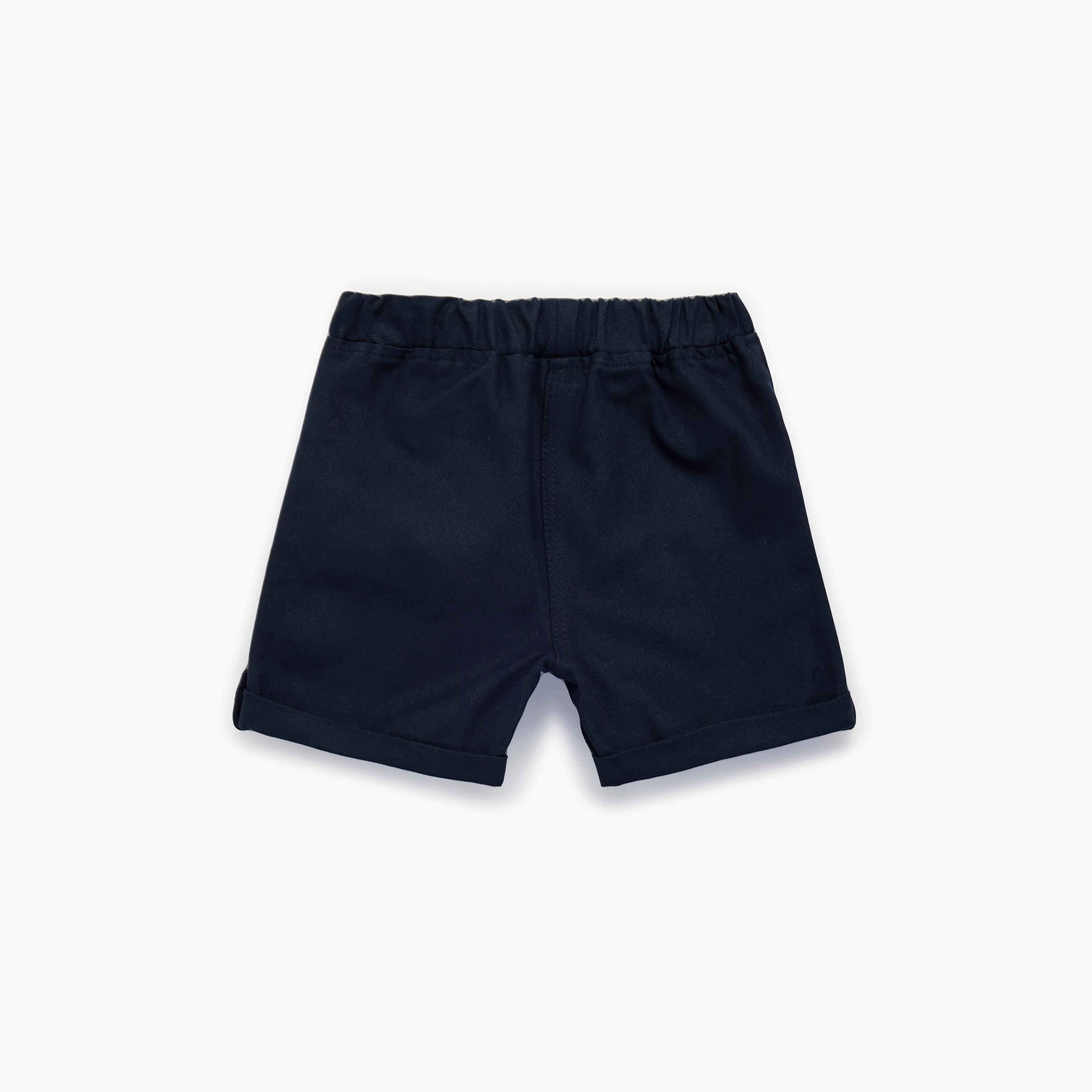 Koton Solid Cotton Shorts-boys-clothing-bottoms-shorts-image-2