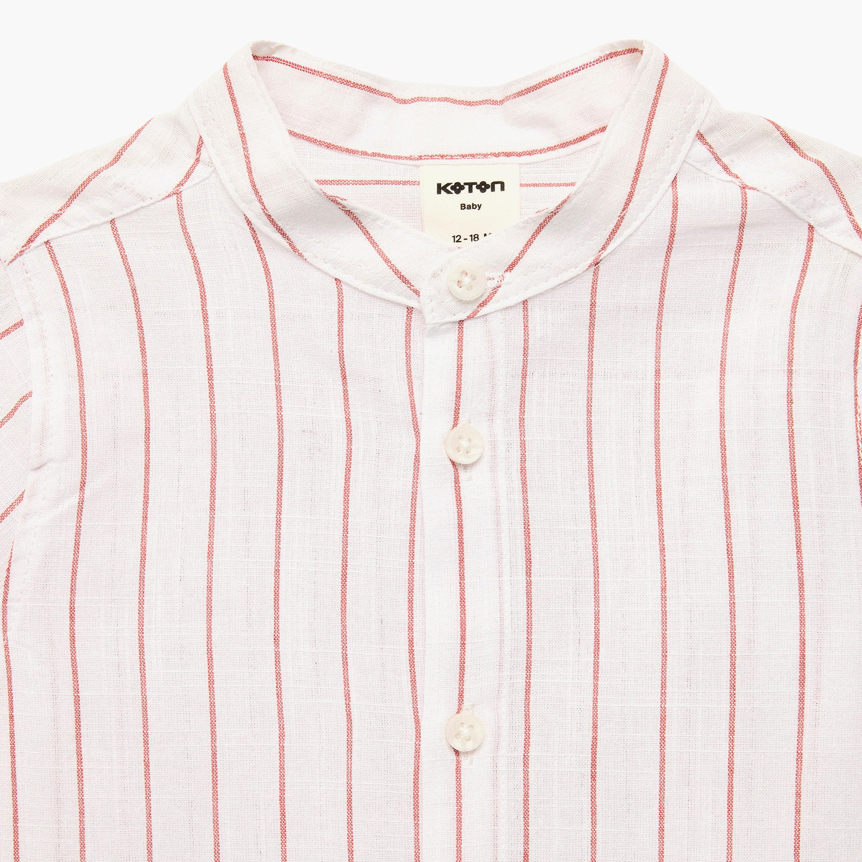Koton Long Sleeves Striped Mandarin Collar Shirt-boys-clothing-shirts-image-3