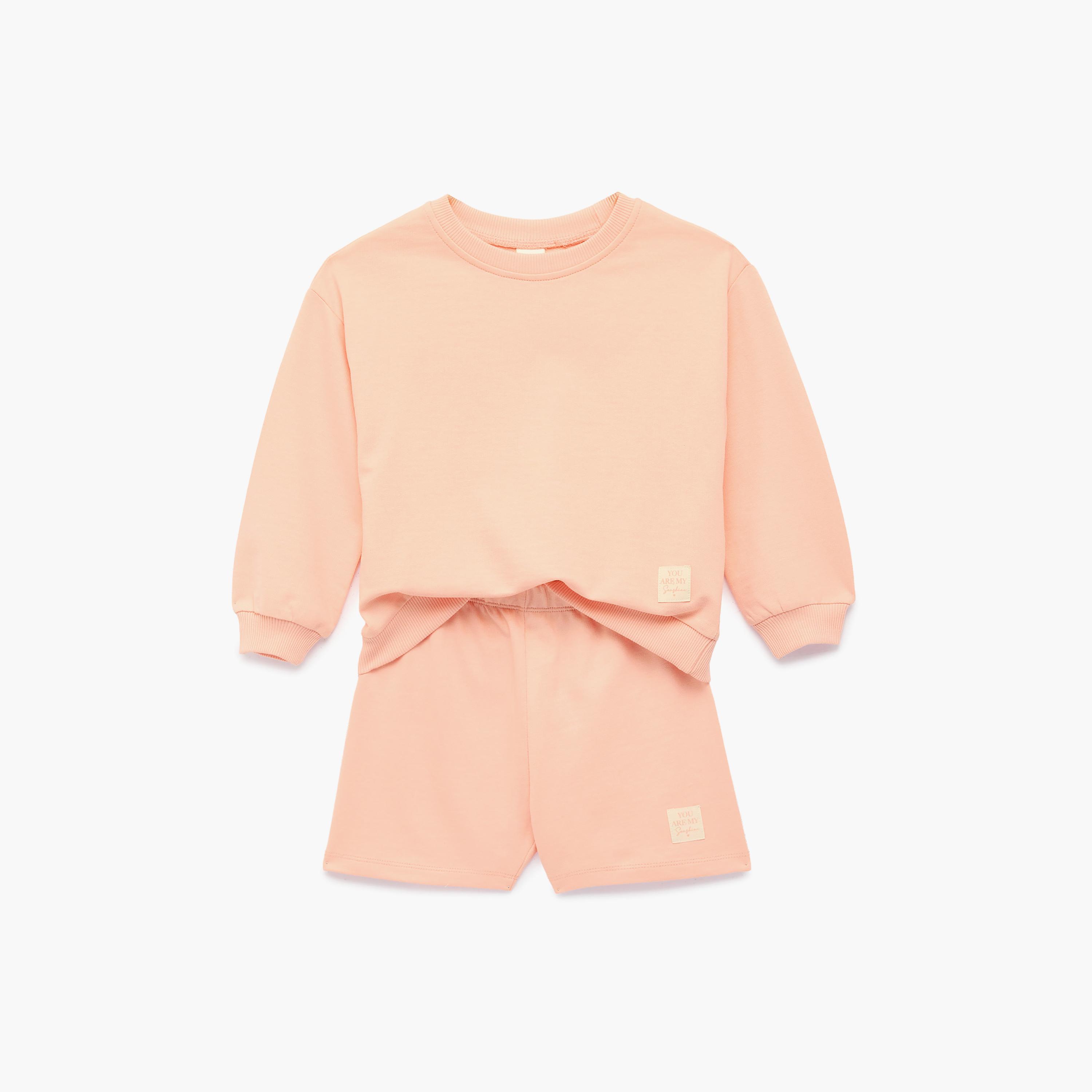 Koton Full Sleeves Swearshirt & Shorts Set-girls-clothing-setsandcoords-image-1