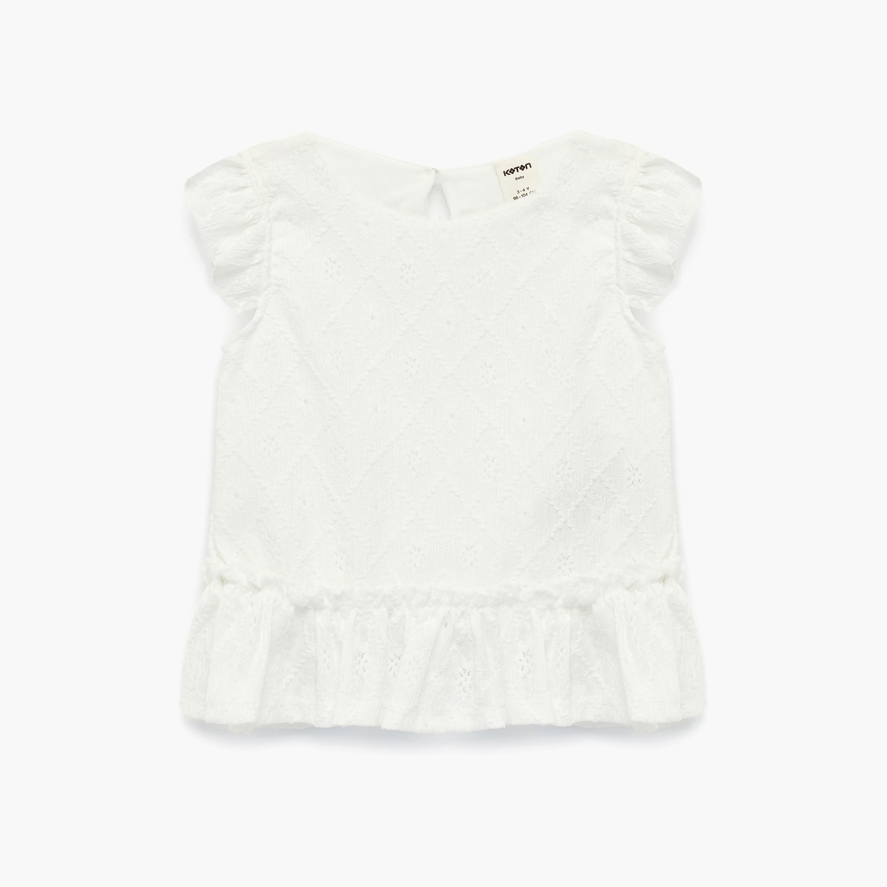 توب سادة بتفاصيل "رافل" وبدون أكمام من كوتون-girls-clothing-blousesandshirts-image-3