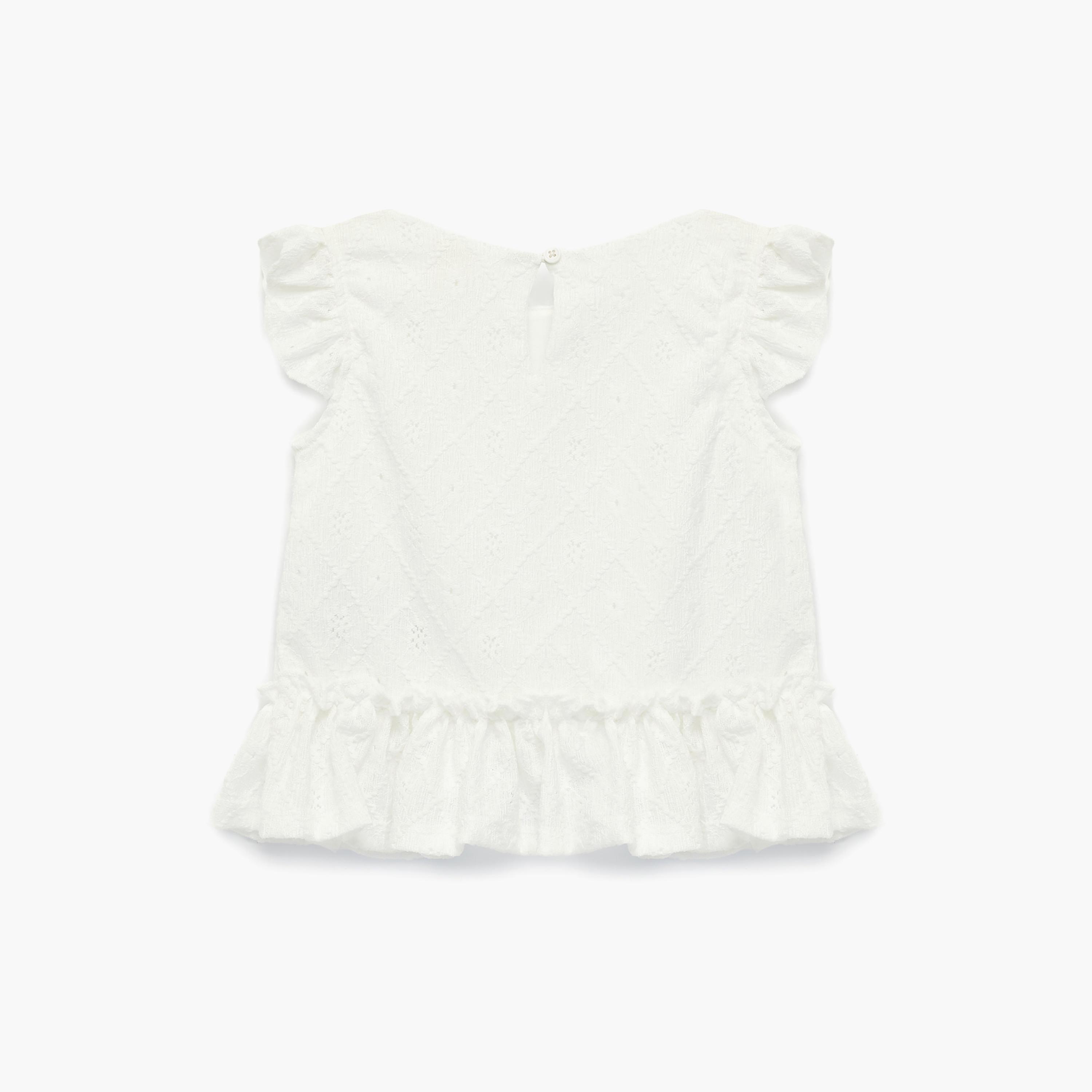 توب سادة بتفاصيل "رافل" وبدون أكمام من كوتون-girls-clothing-blousesandshirts-image-2