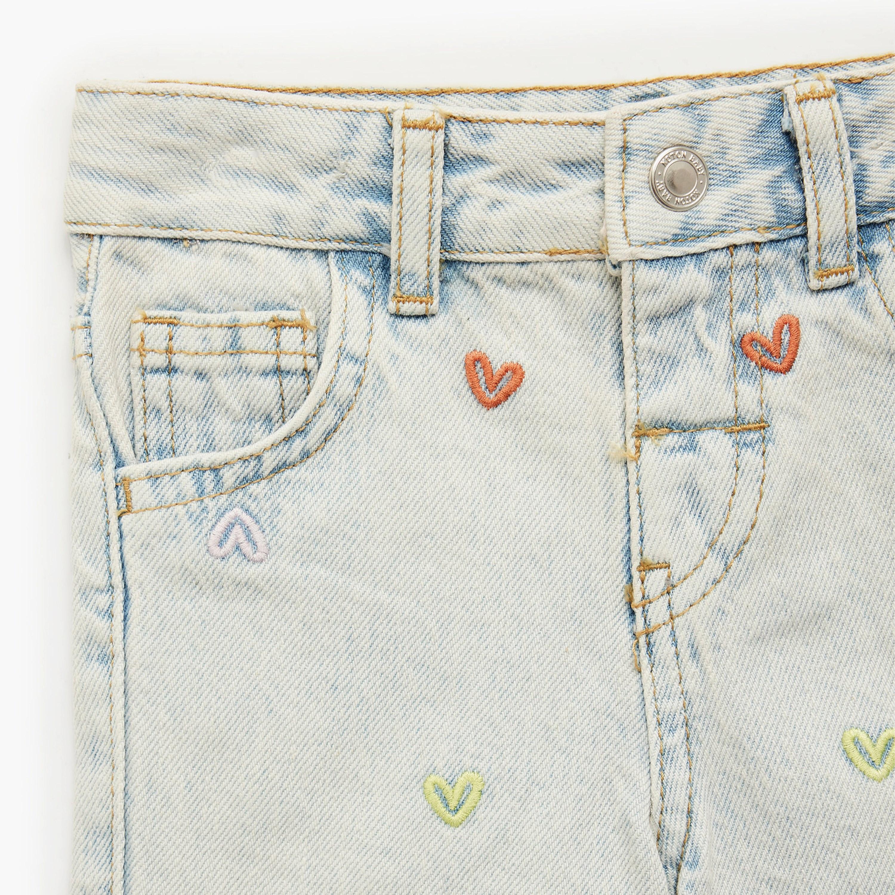 شورت مطرز بأزرار من كوتون-girls-clothing-bottoms-shorts-image-3