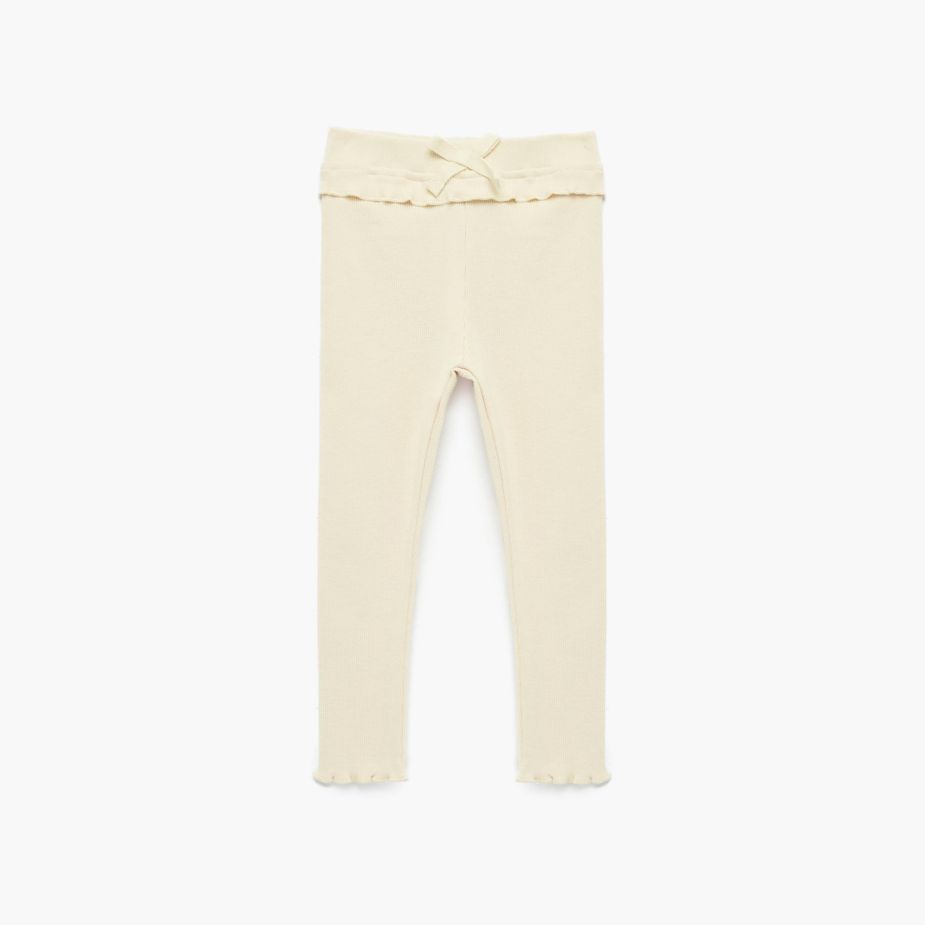"ليجينجز" بتفاصيل "رافل" و "بو" بطول كامل من كوتون-girls-clothing-bottoms-leggings-image-1