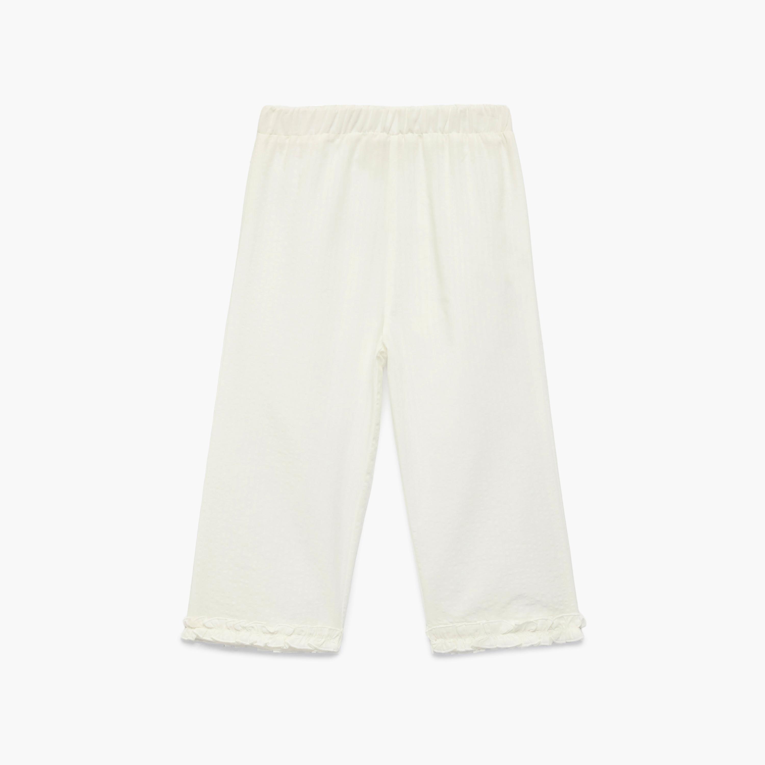 Koton Solid Elasticated Wide Leg Trousers-girls-clothing-bottoms-trousers-image-1